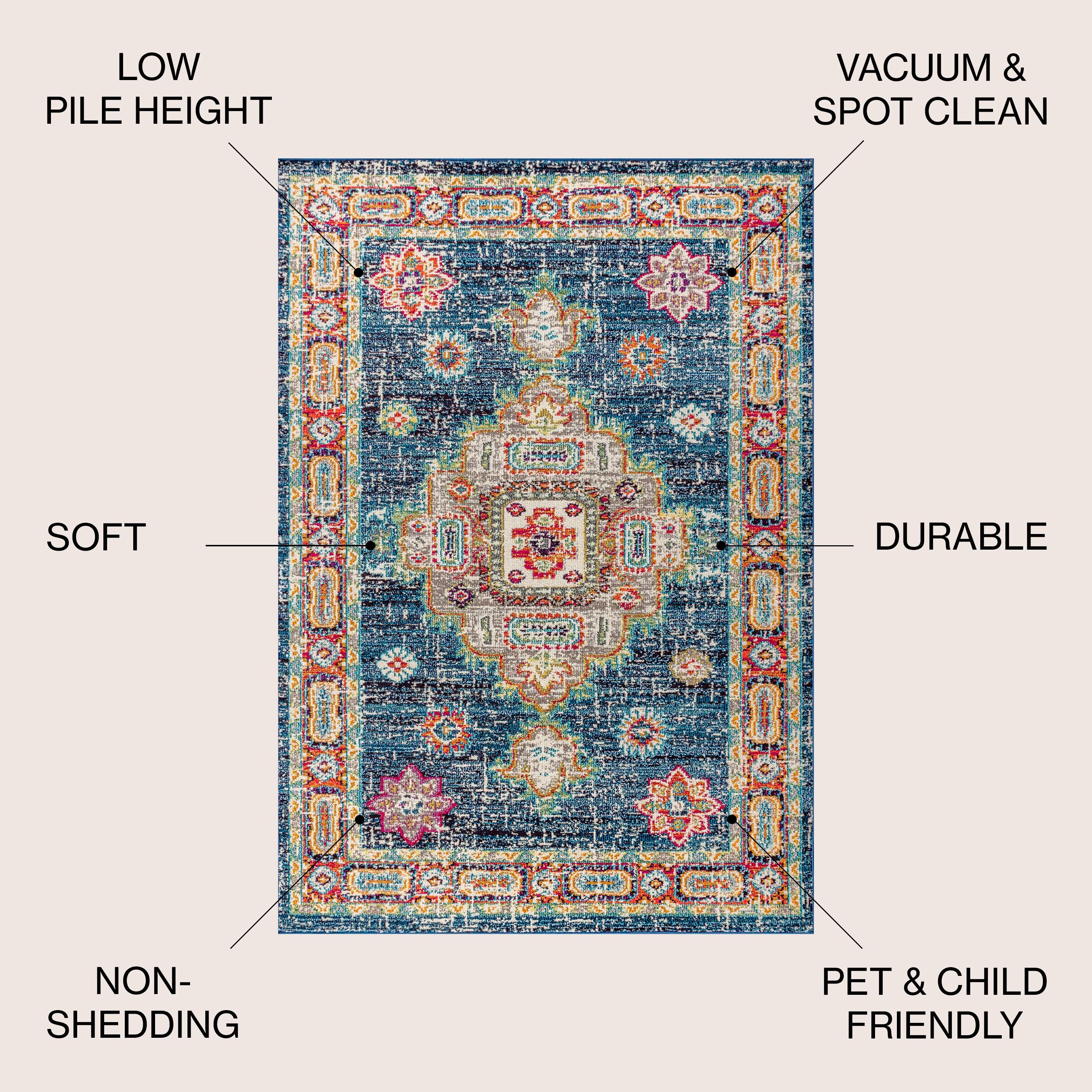 JONATHAN Y Bohemian FLAIR Boho Vintage Medallion Navy/Red 8 ft. x 10 ft. Area Rug