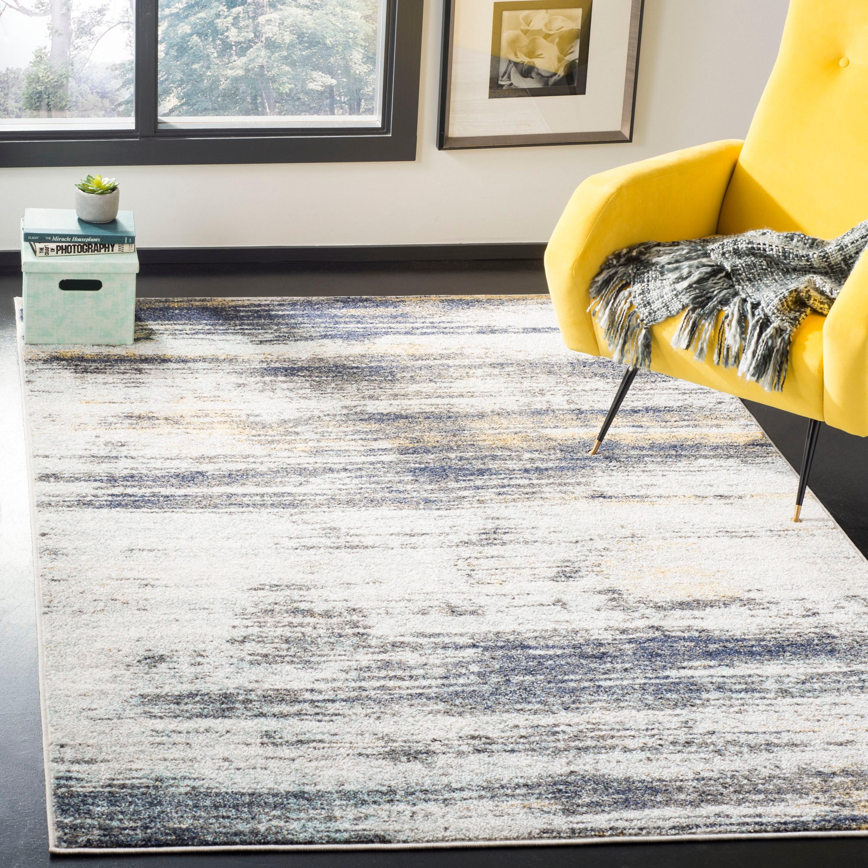 Adirondack ADR201 Power Loomed Area Rug - Light Grey/Black - 6'x6' - Safavieh.