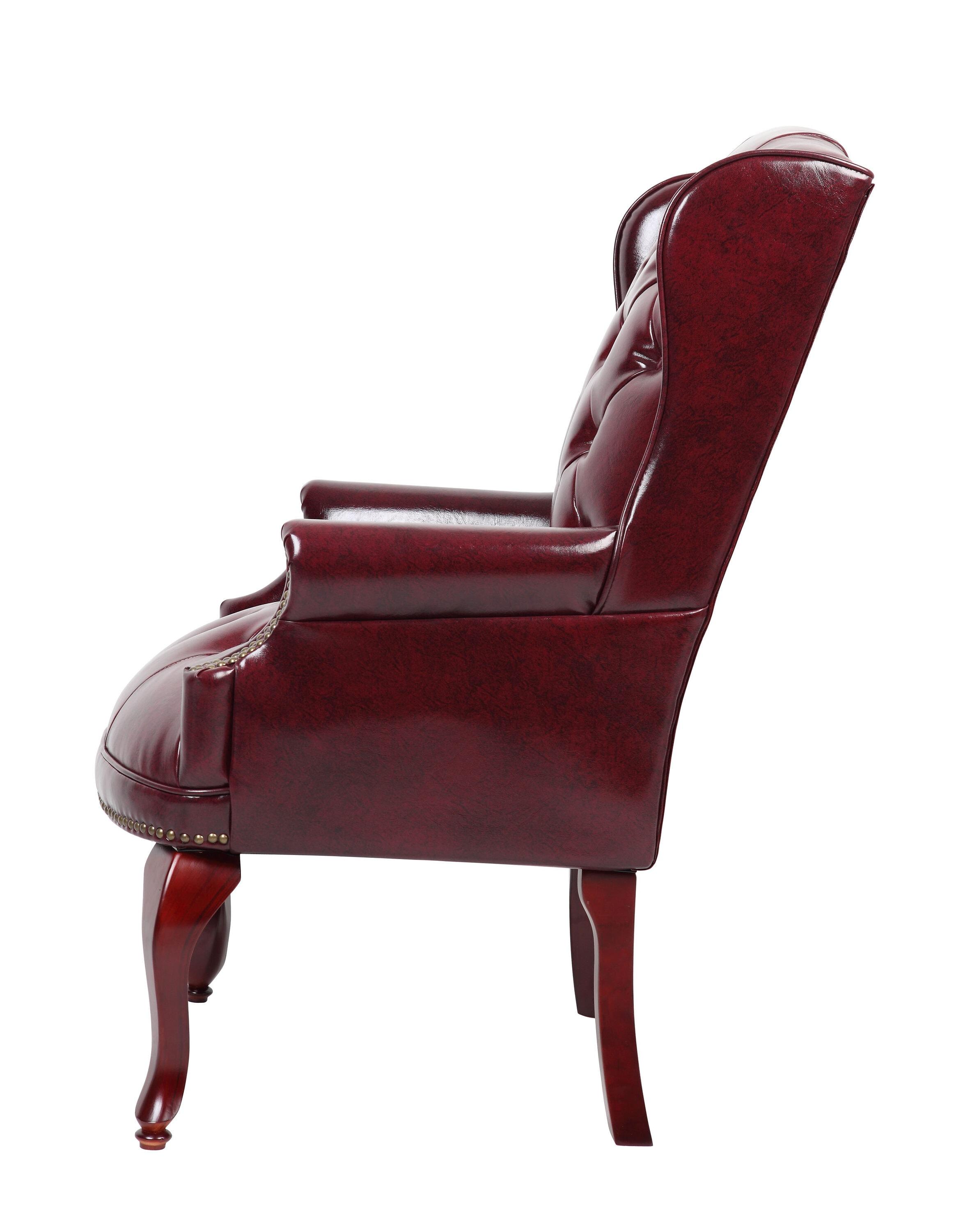 Boss B809-BY Wingback Traditional Guest Chair, 29" x 32" x 41.5",  Vinyl - Burgundy