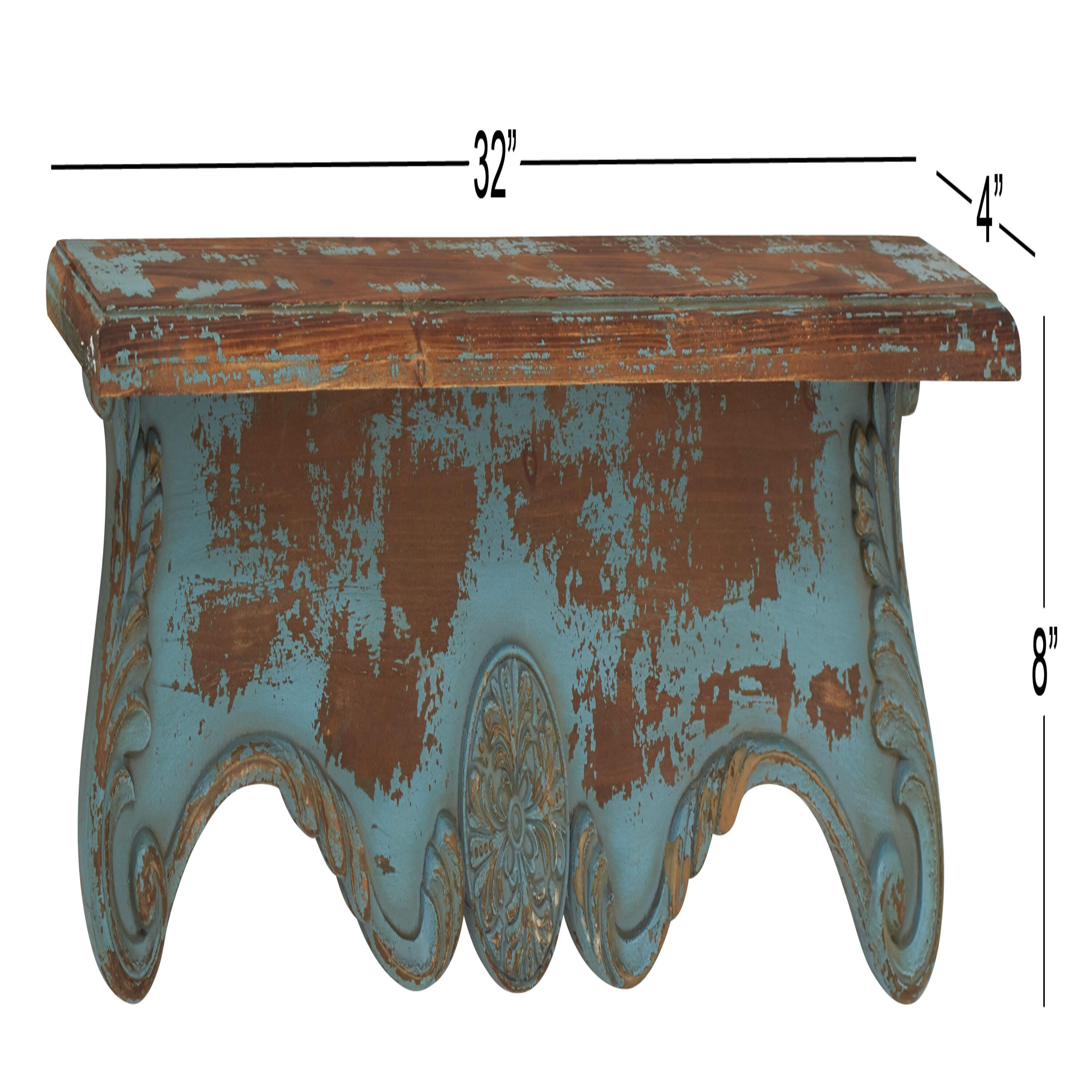 Ophelia & Co. Wood 1 Shelf Scroll Blue Wall Shelf