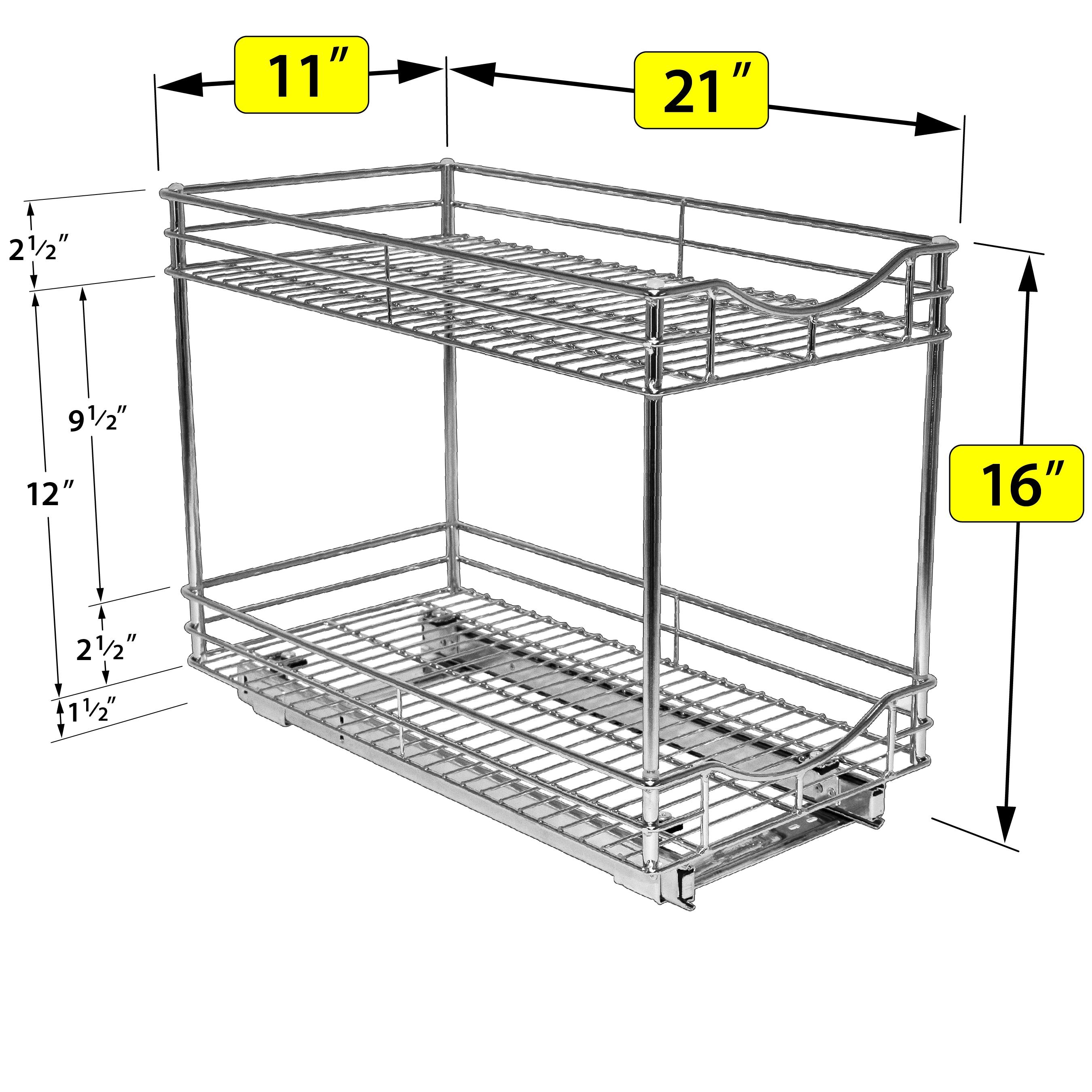 LYNK PROFESSIONAL LYNK PROFESSIONAL Pull Out Cabinet Organizer (2 Tier) Slide Out Drawers for Kitchen, Chrome