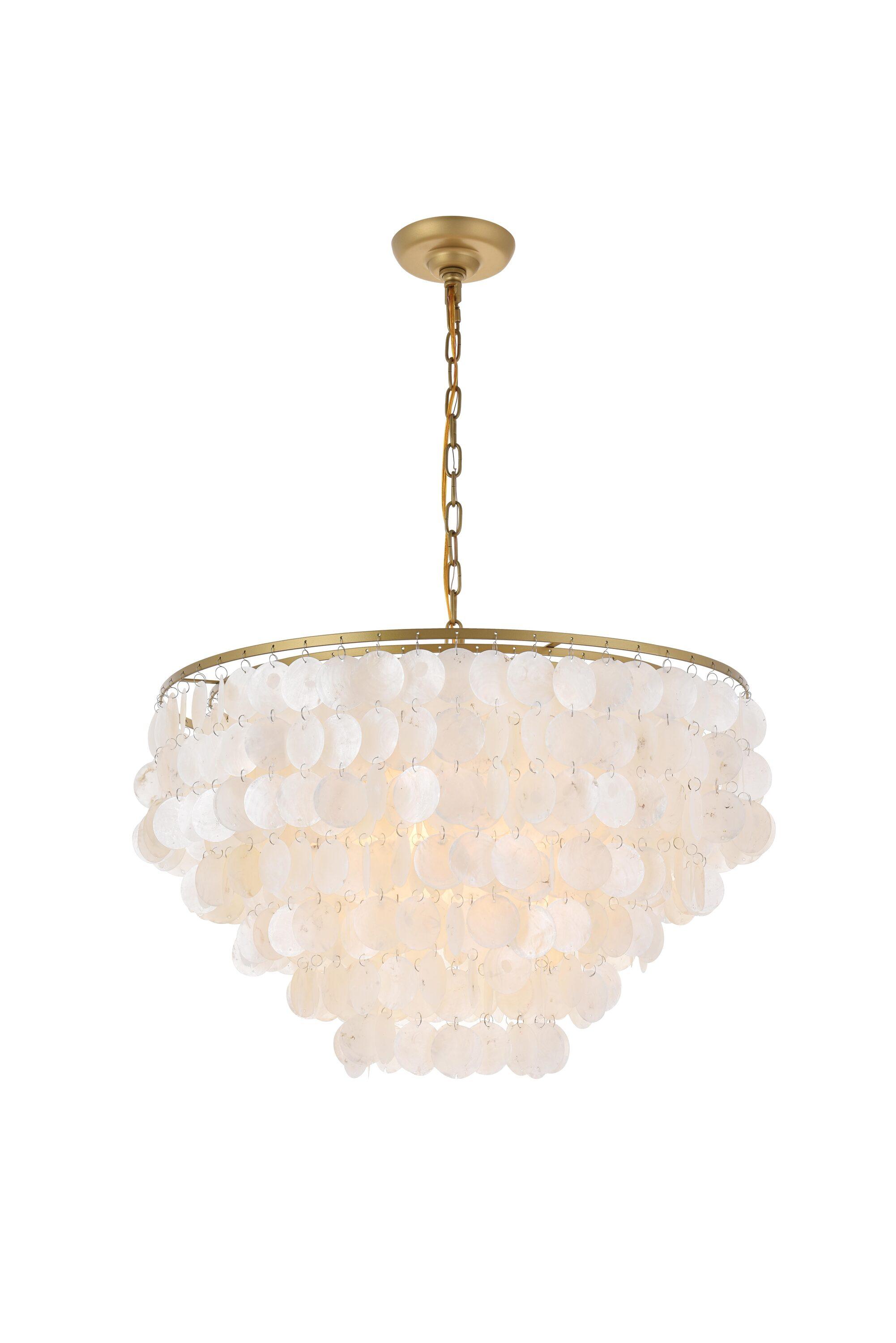 Elegant Lighting Selene 6 light Brass Pendant