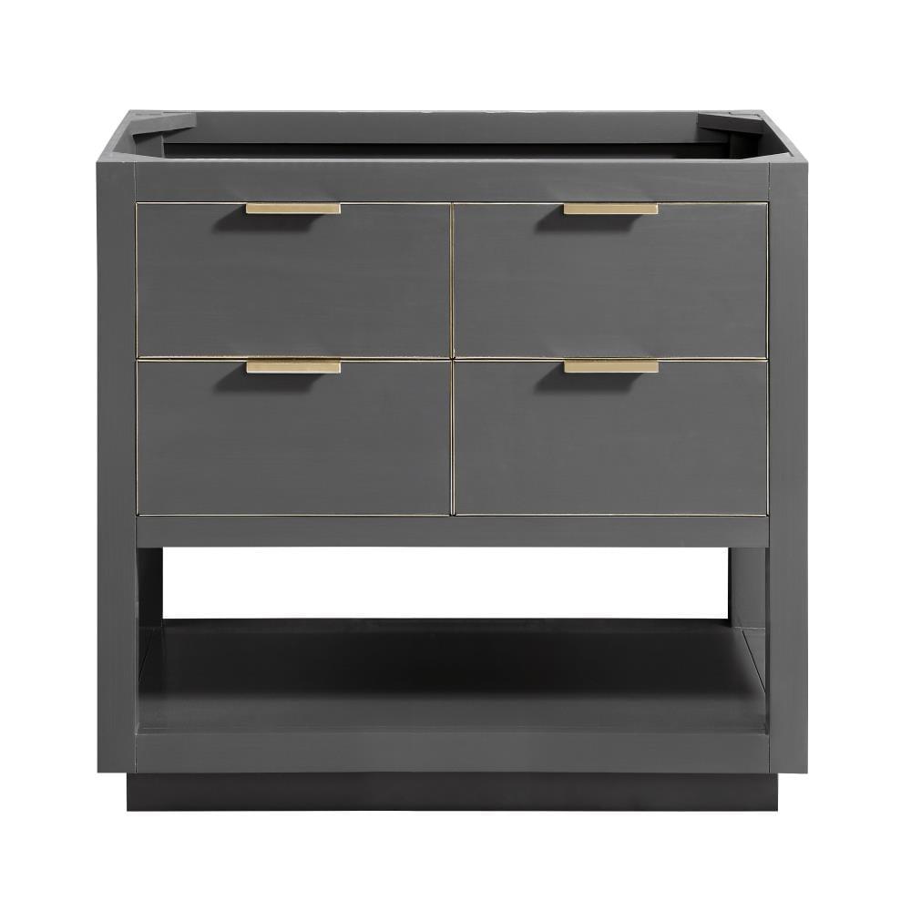 Allie Twilight Gray Solid Wood 36" Vanity with Matte Gold Trim