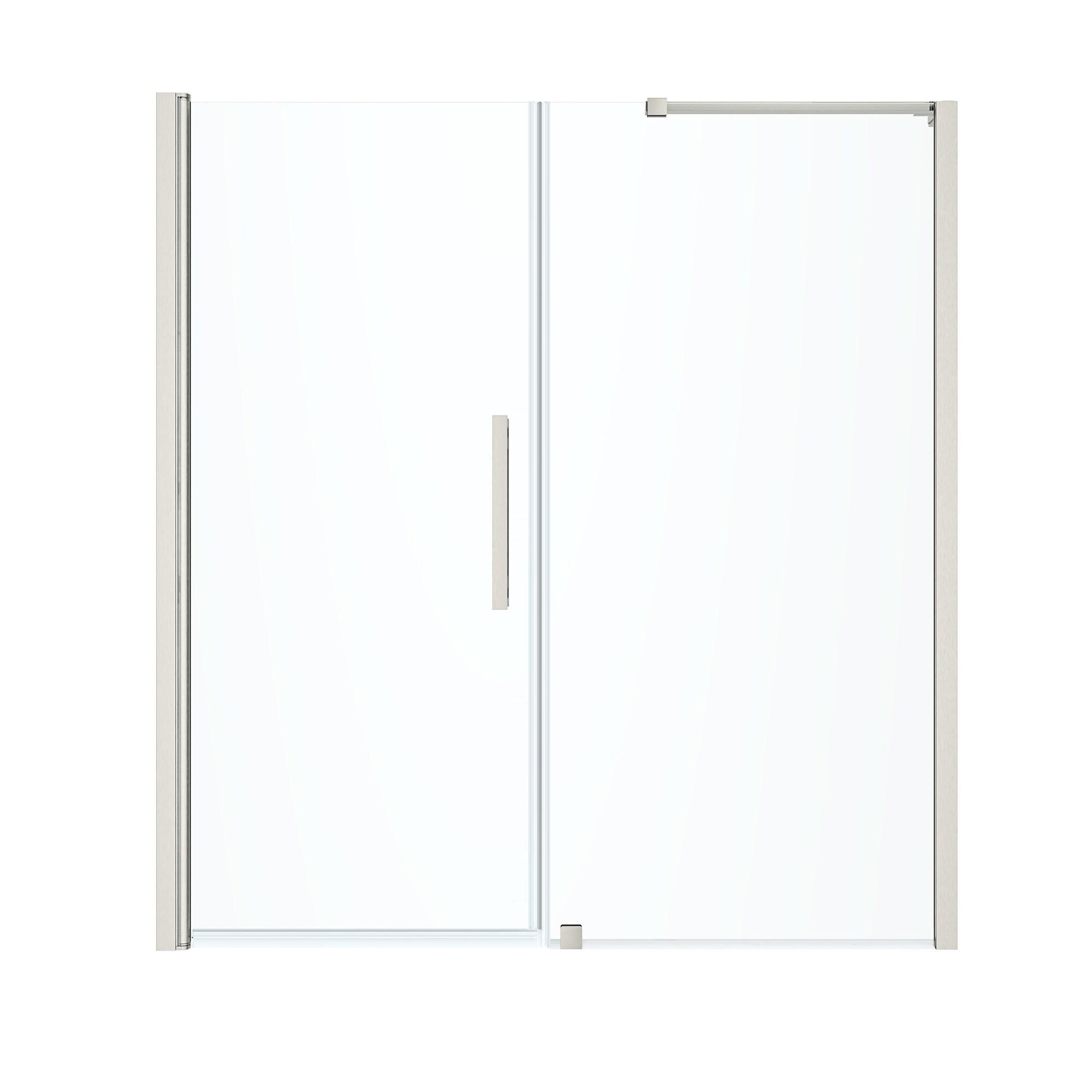 Ove Decors Pasadena 66-5/8 in. W x 72 in. H Alcove Pivot Frameless Shower Door in Nickel