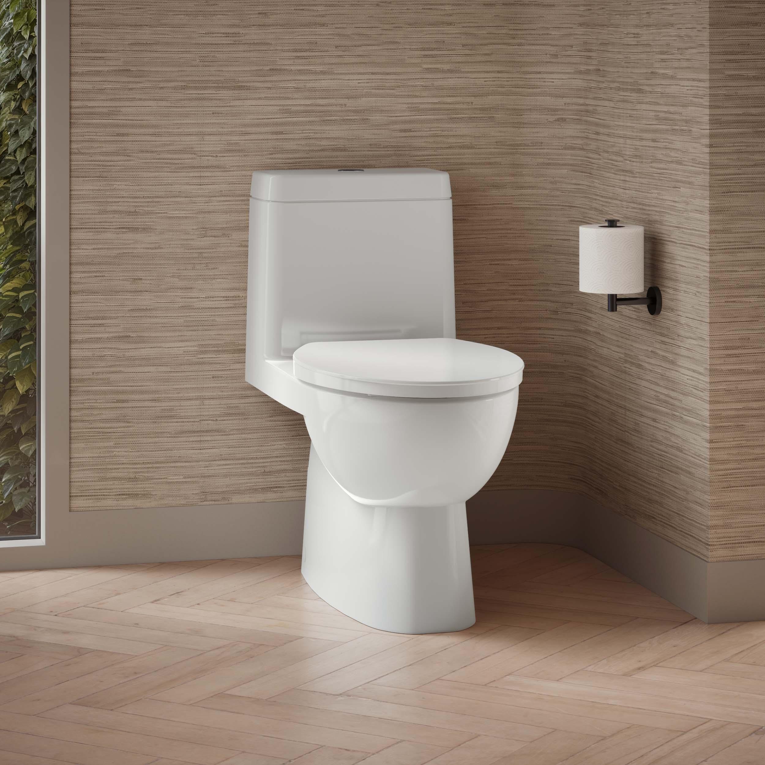 White Compact Elongated One-Piece Dual Flush Toilet