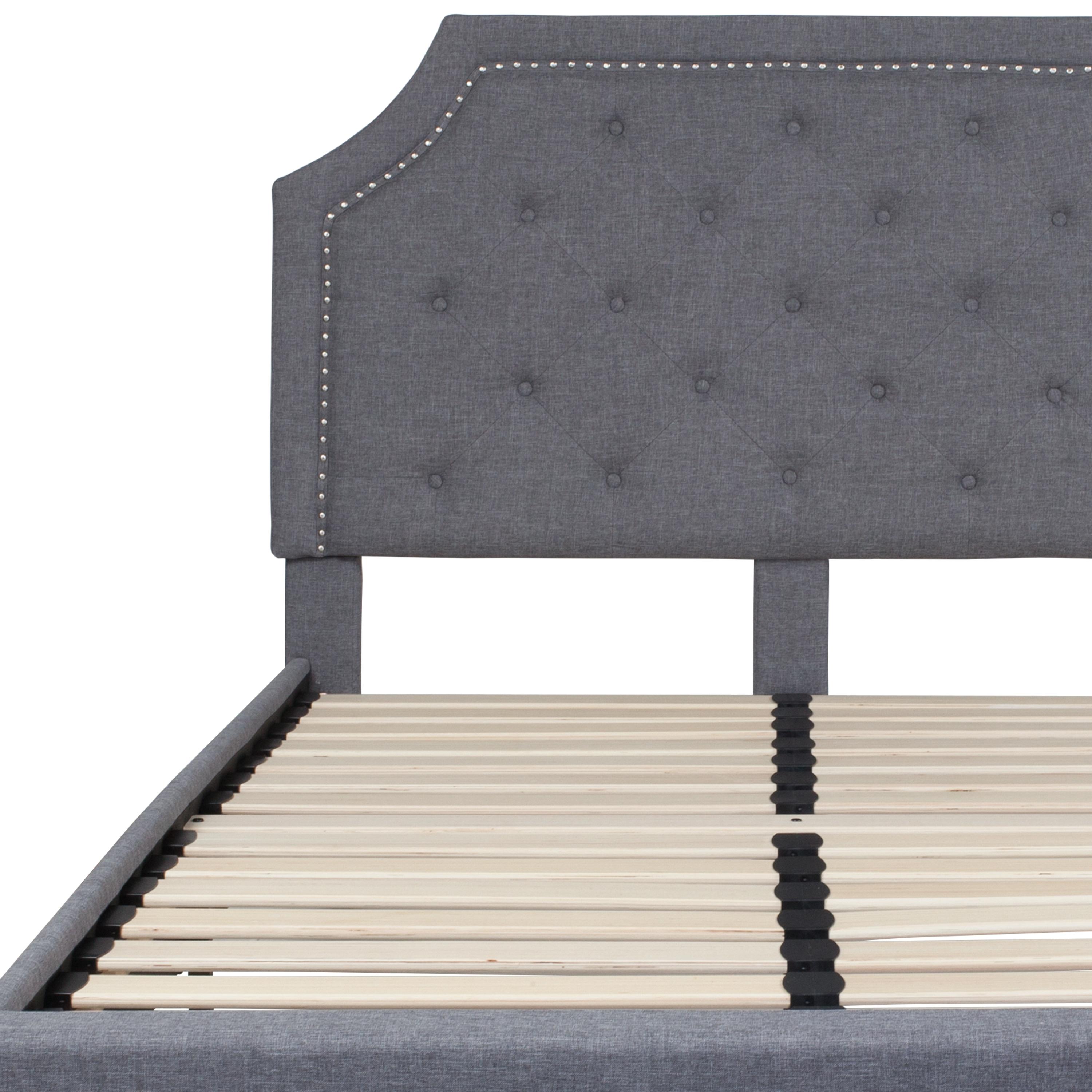 Flash Furniture Brighton Full Size Tufted Upholstered Platform Bed in Light Gray Fabric
