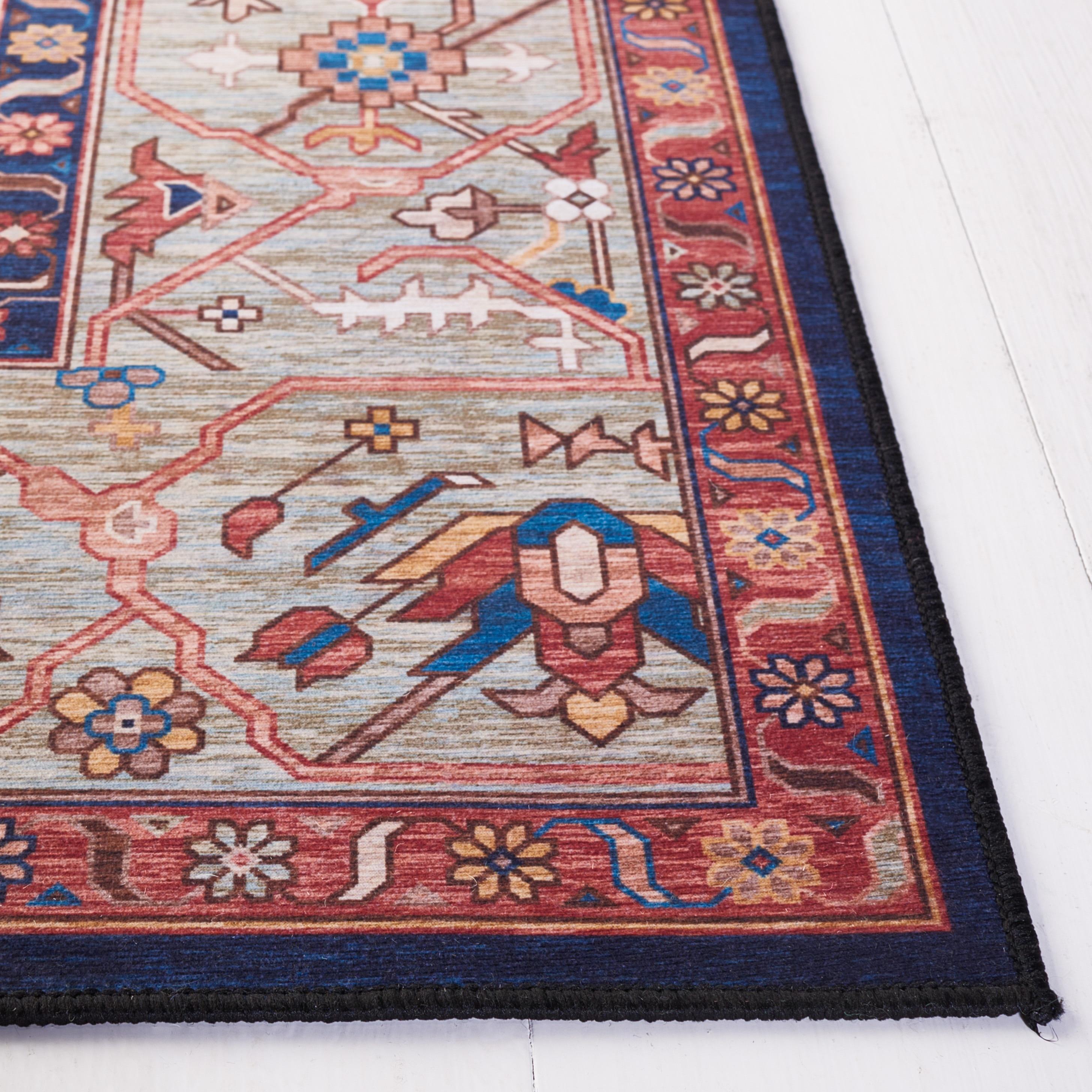 Tucson TSN153 Power Loomed Machine Washable Area Rug - Rust/Blue - 3'x5' - Safavieh.