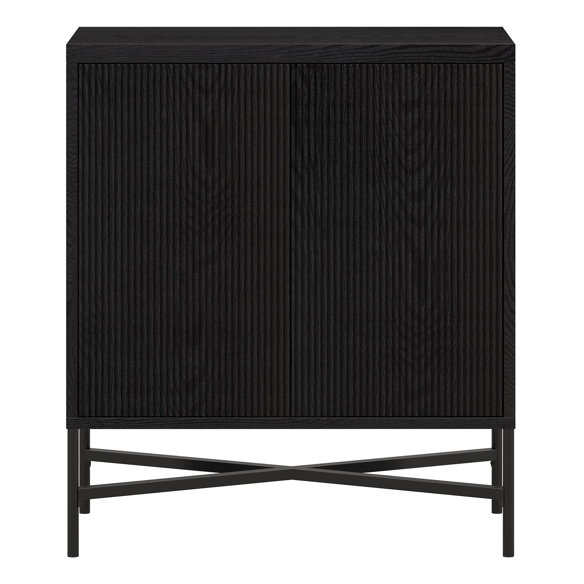 Evelyn&Zoe Brighton 28" Wide Rectangular Accent Cabinet, Black Grain