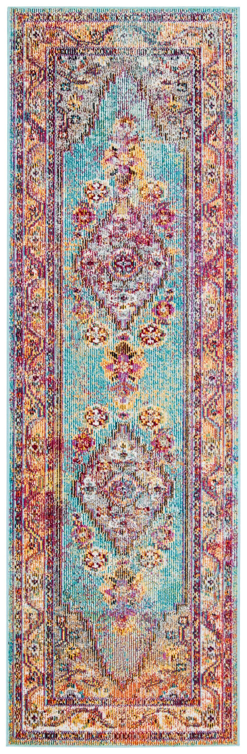 Crystal CRS507 Power Loomed Runner Rug - Light Blue/Orange - 2'2"x7' - Safavieh.