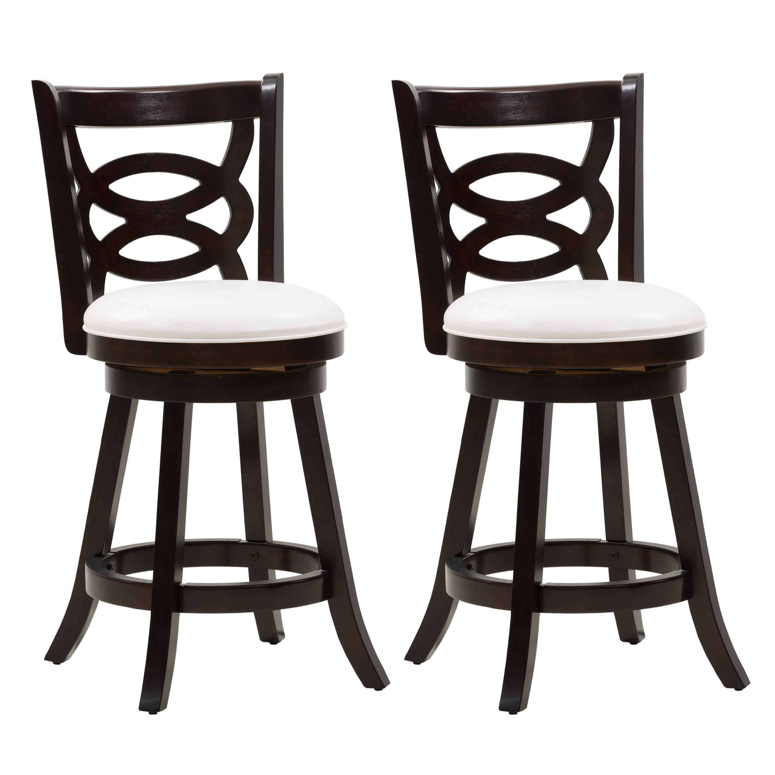 Set of 2 Woodgrove Counter Height Barstools Dark Cappuccino White - CorLiving