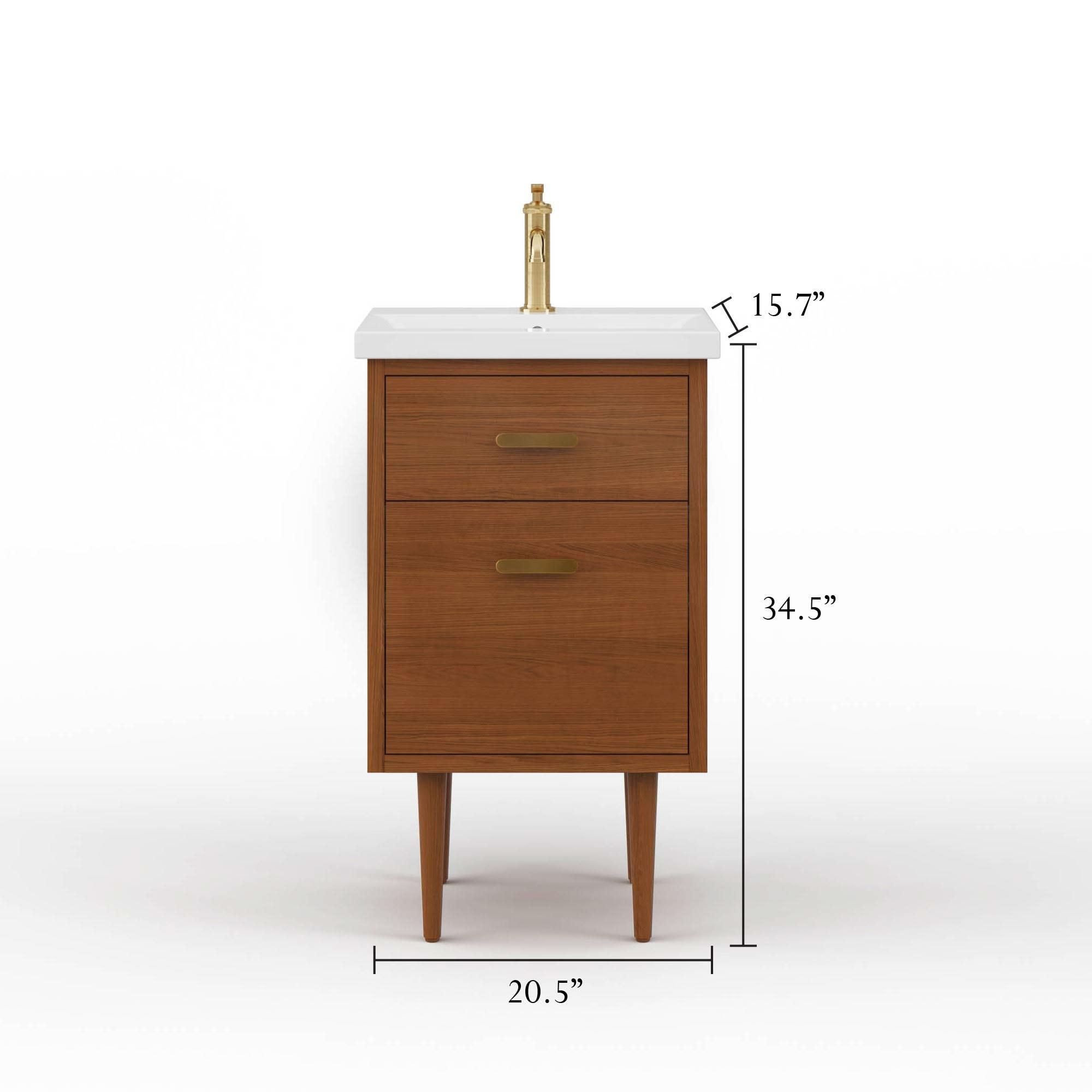 Brandy 24" Honey Walnut Freestanding Vanity with Ceramic Sink