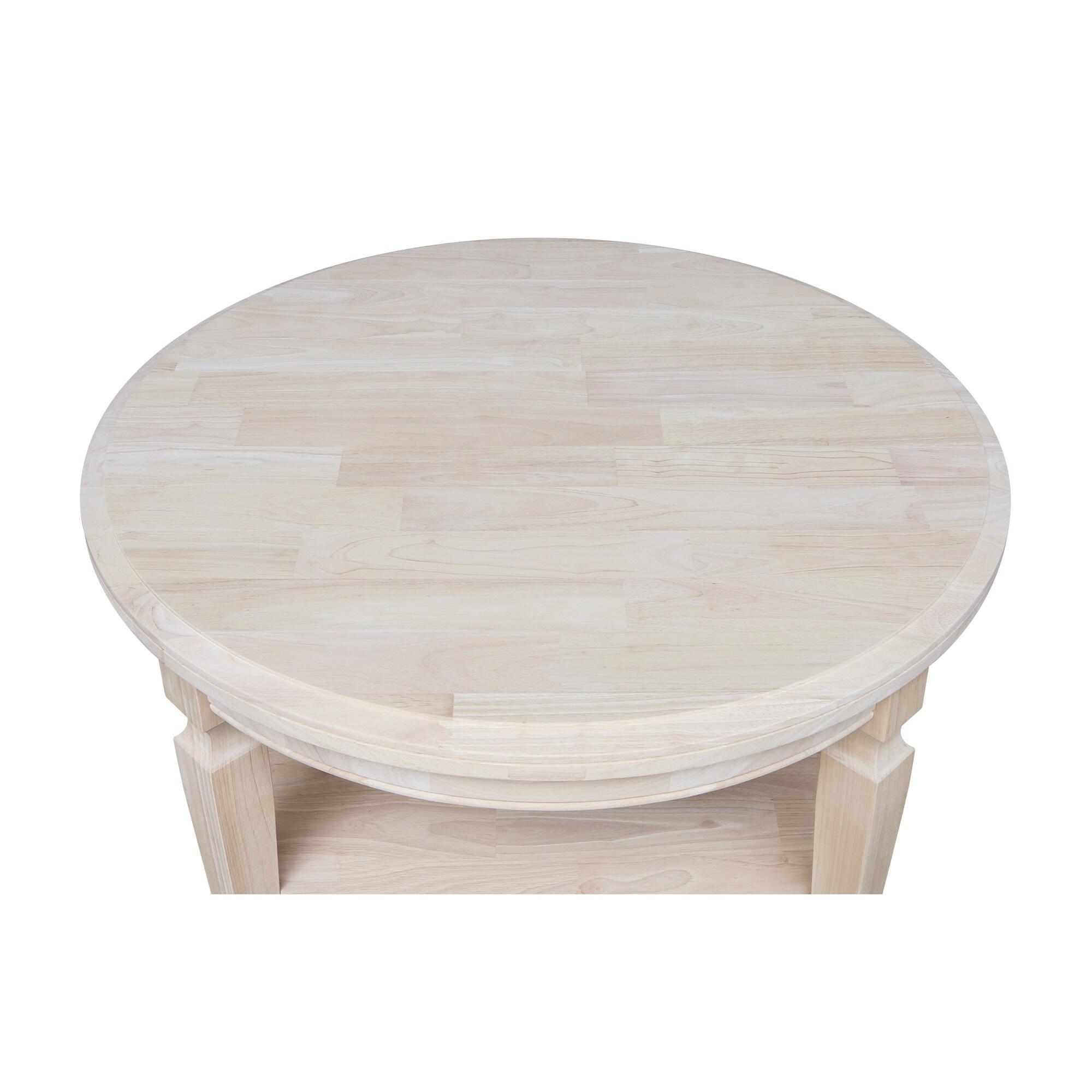 Vista Round Coffee Table Natural - International Concepts: Solid Wood, Parawood, 20.3"H x 38"W