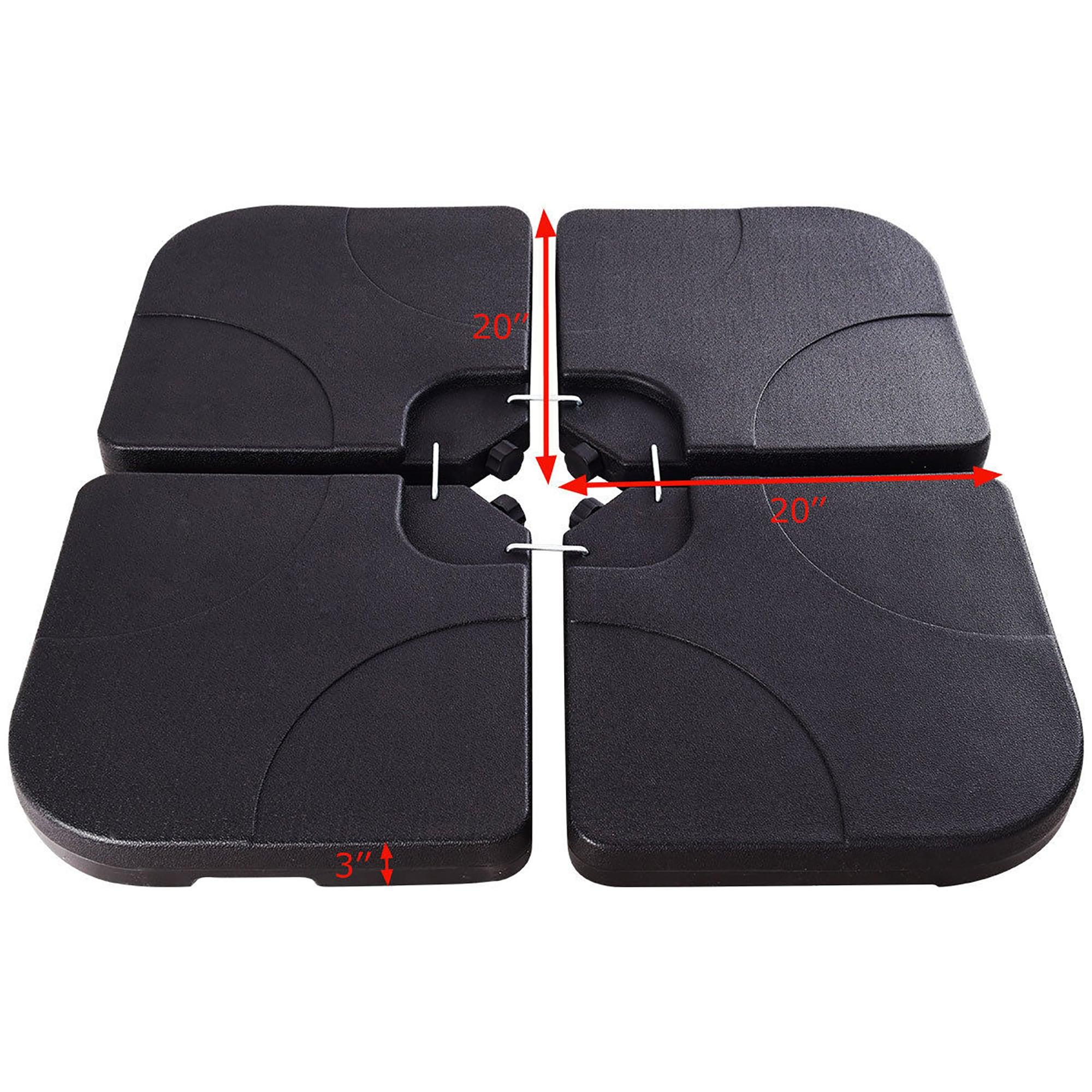 Costway 20'' Patio Offset Umbrella Base Stand Water Filled Base Weights Sand Plate Set Black