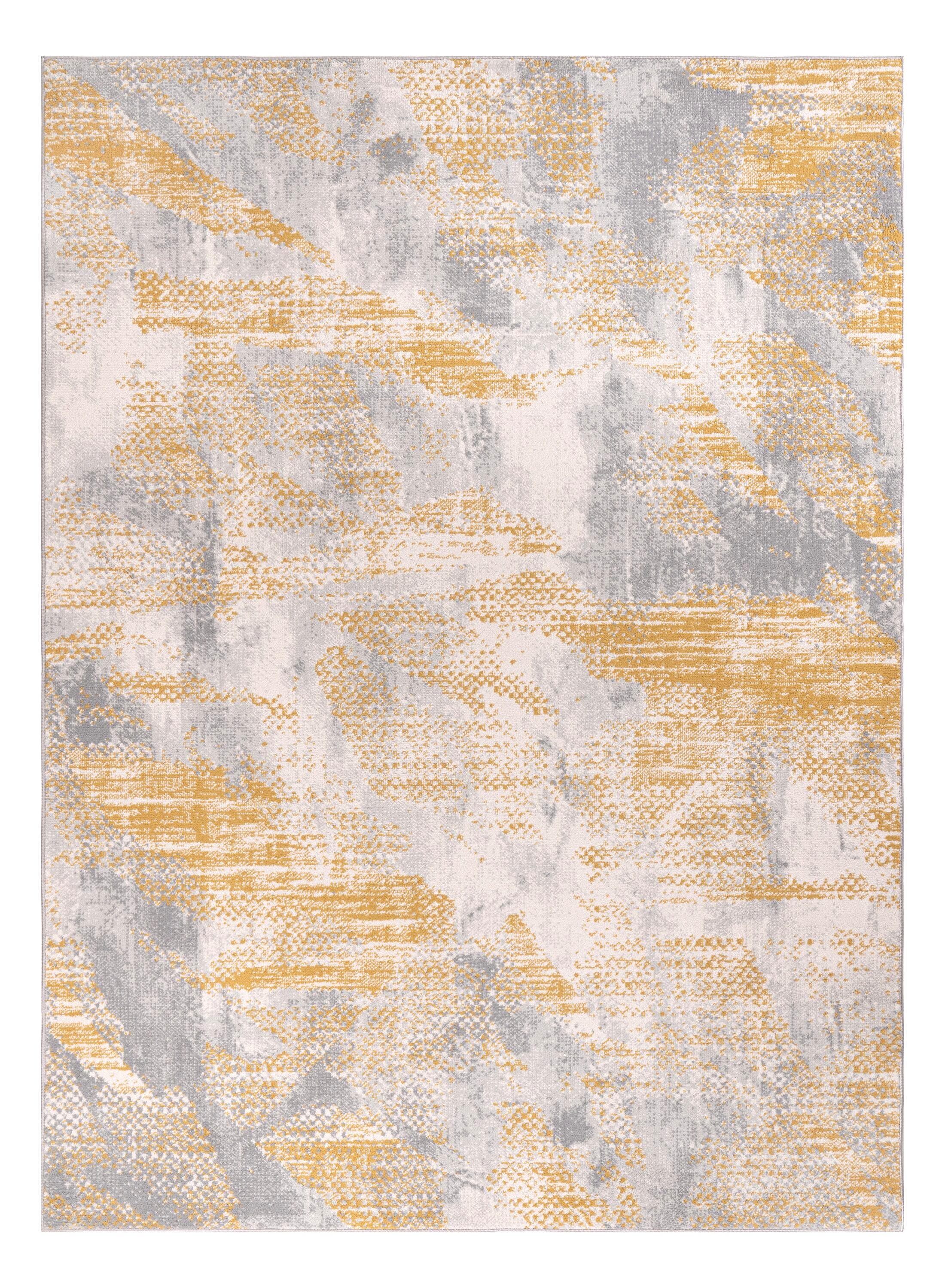 Lela Collection Abstract Polyester Rug 7'6" x 10'6" - Gray/Gold