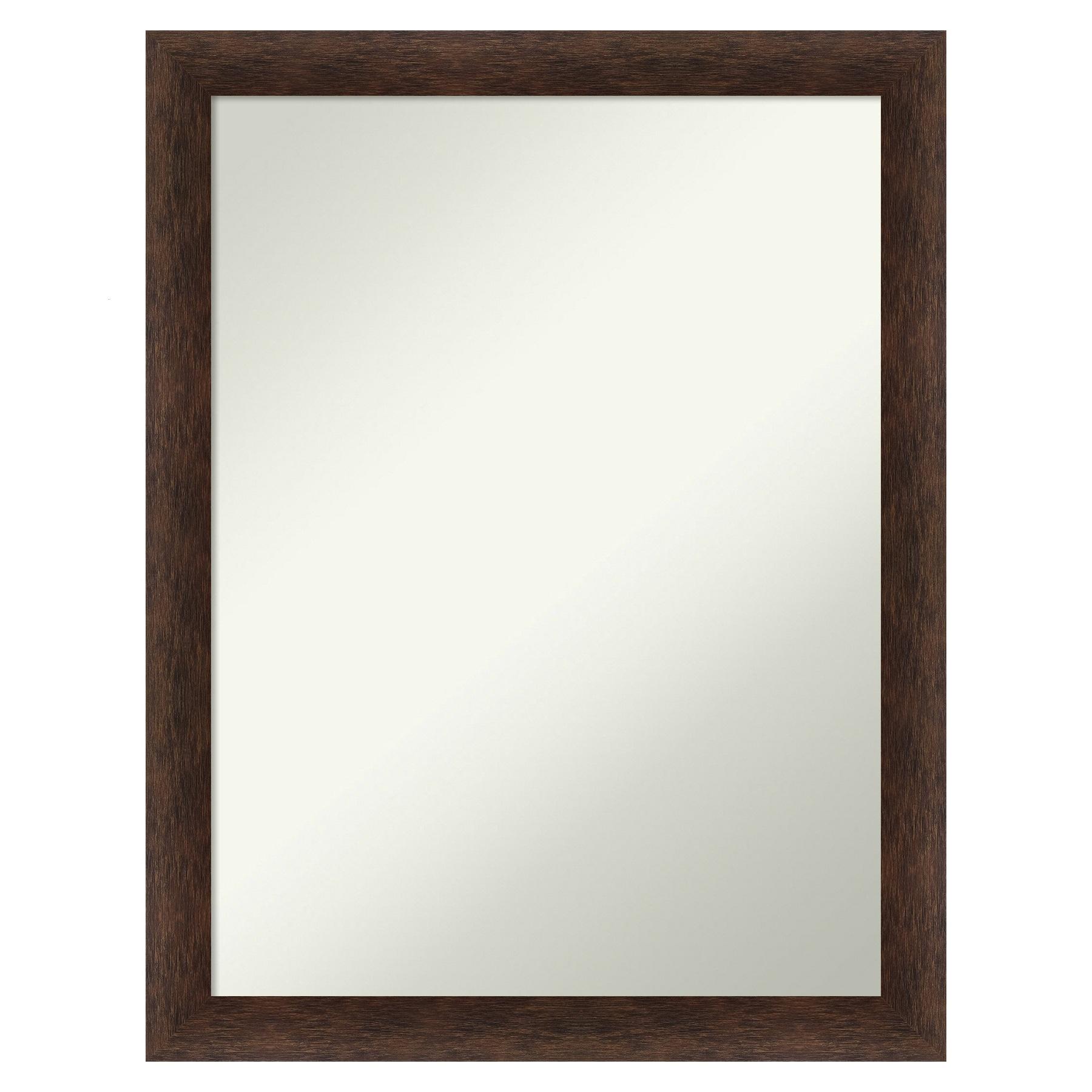 21"x27" Non-Beveled Narrow Wood Bathroom Wall Mirror Warm Walnut - Amanti Art: Modern Rectangular Vanity, Wall Mounted, Includes Hardware