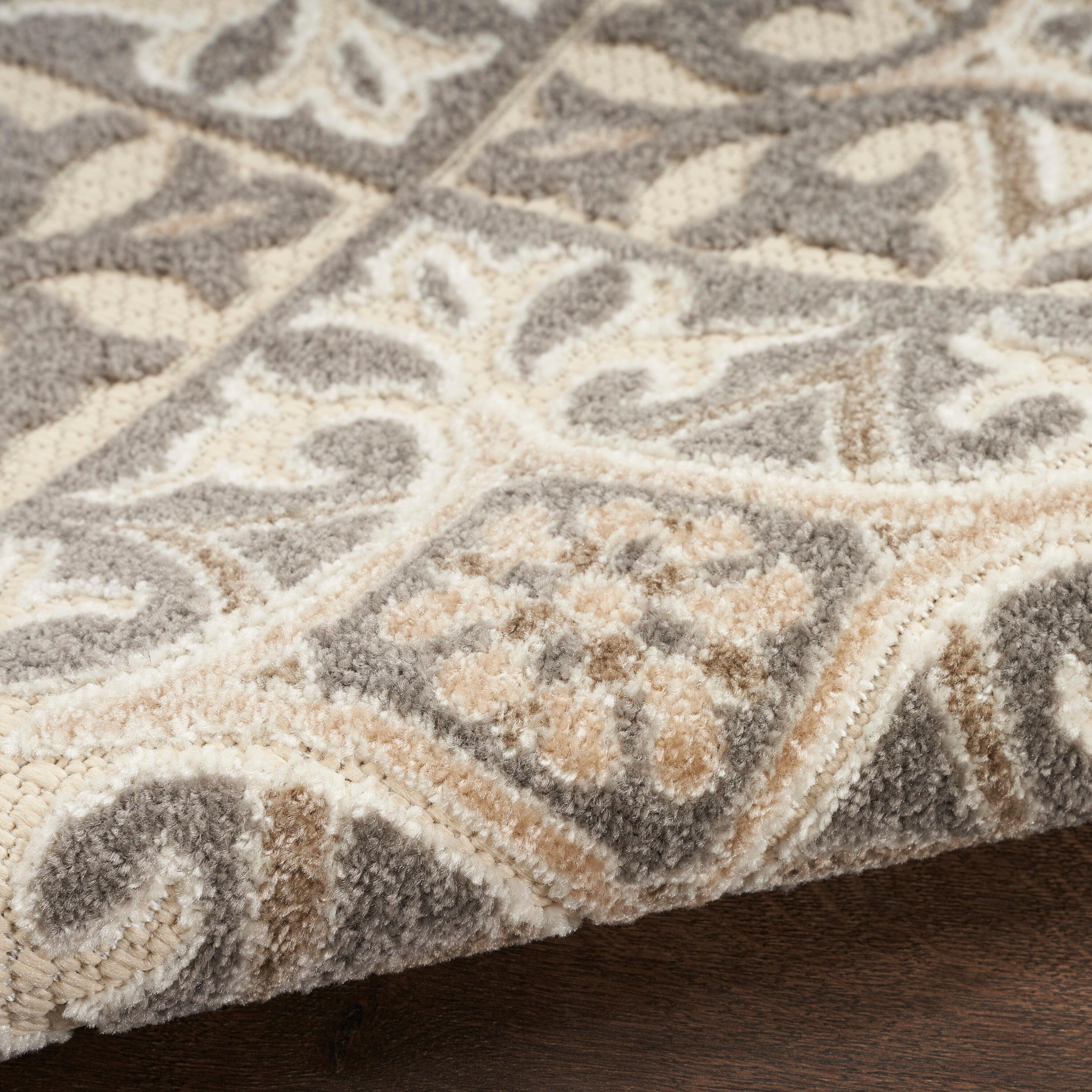Nourison Aloha Modern Mosaic Flatweave High-Low Indoor Outdoor Area Rug Ivory Grey 2'8" x 4'