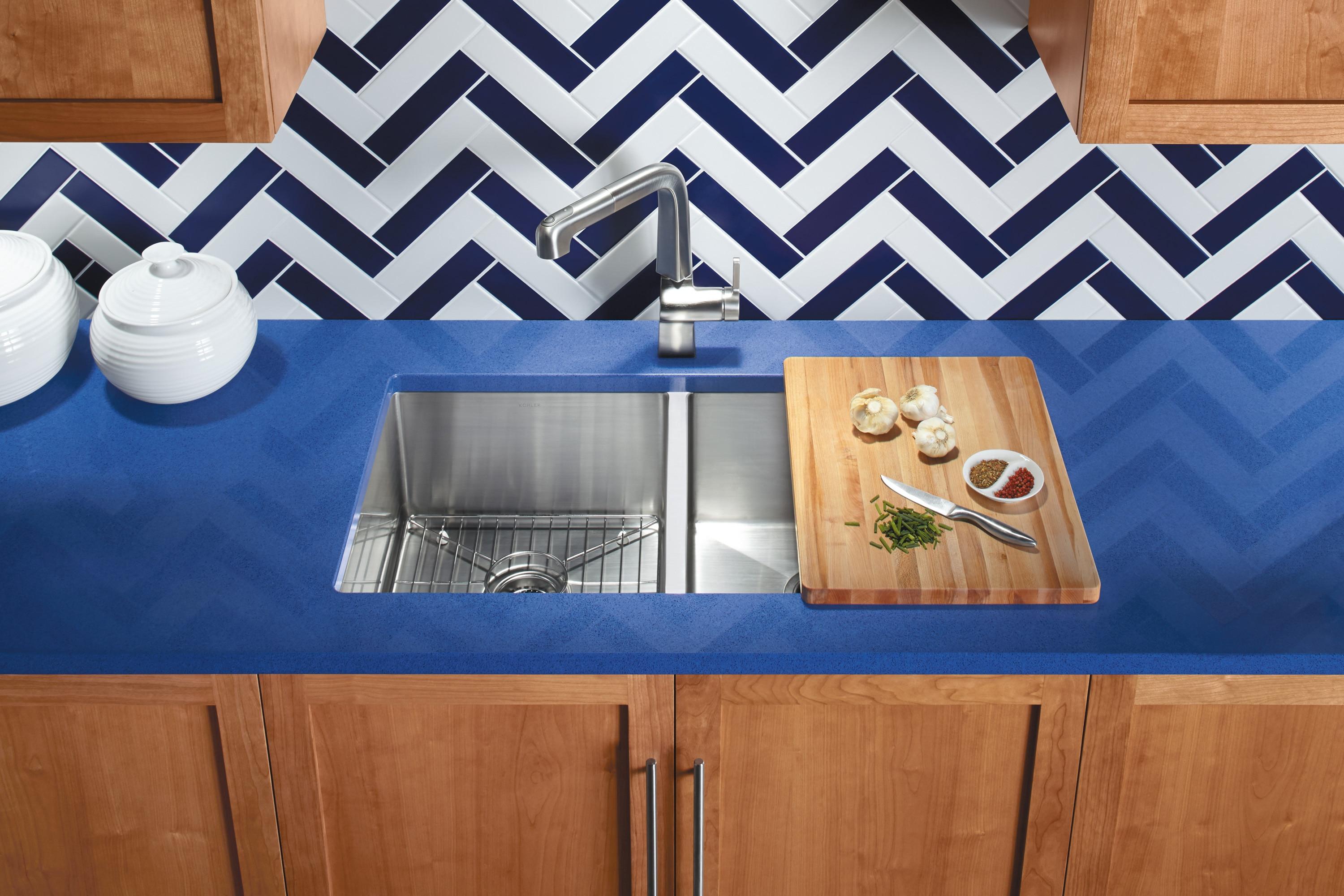 Strive 32" L x 18-1/4" W x 9-5/16" Under-Mount Double-Equal Kitchen Sink with Basin Rack