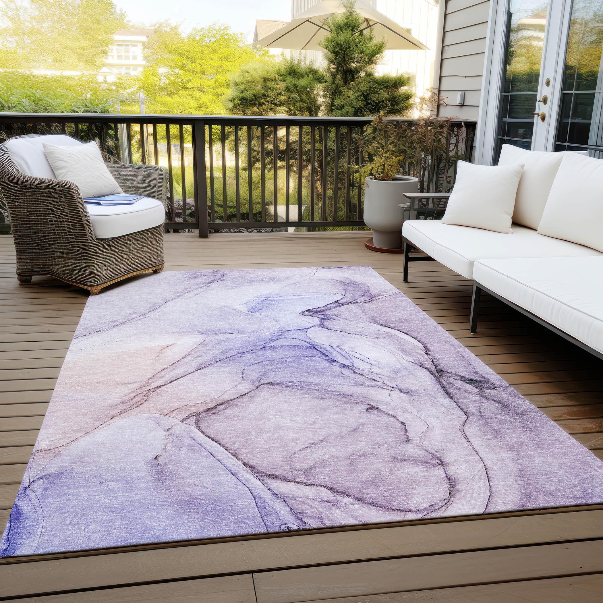 Addison Rugs Chantille Indoor/Outdoor Transitional Watercolors Purple Washable Rectangle Rug, 2'6" x 3'10"