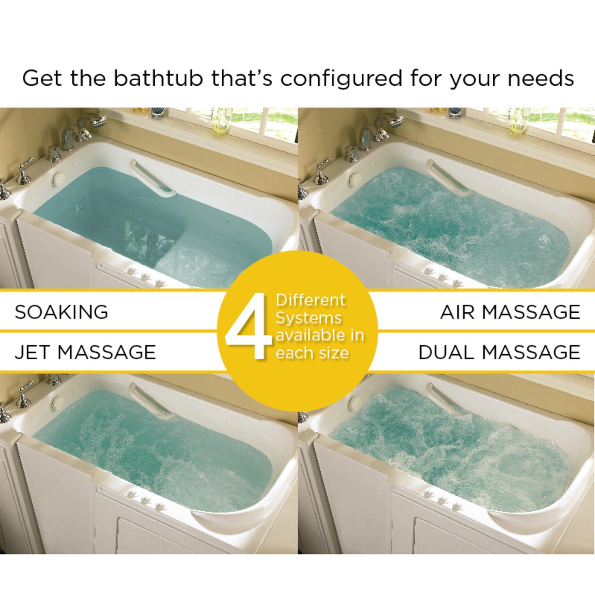 Safety Tubs 48'' x 29.75'' Walk-in Soaking Fiberglass Bathtub with Faucet SSA4828LS-WH