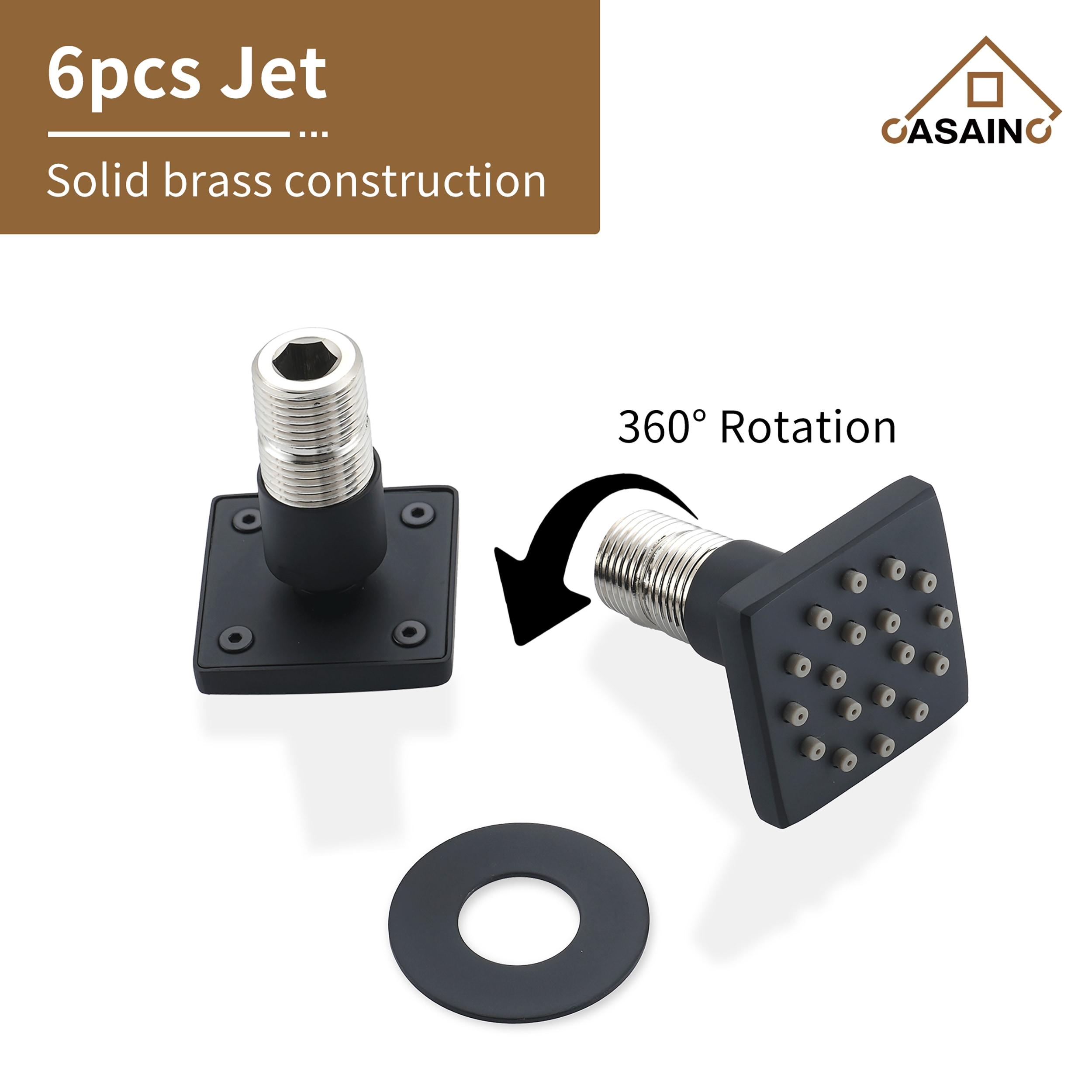 3 Functions 12 Inch Wall Mount Thermostatic Shower System with 6 Body Jets