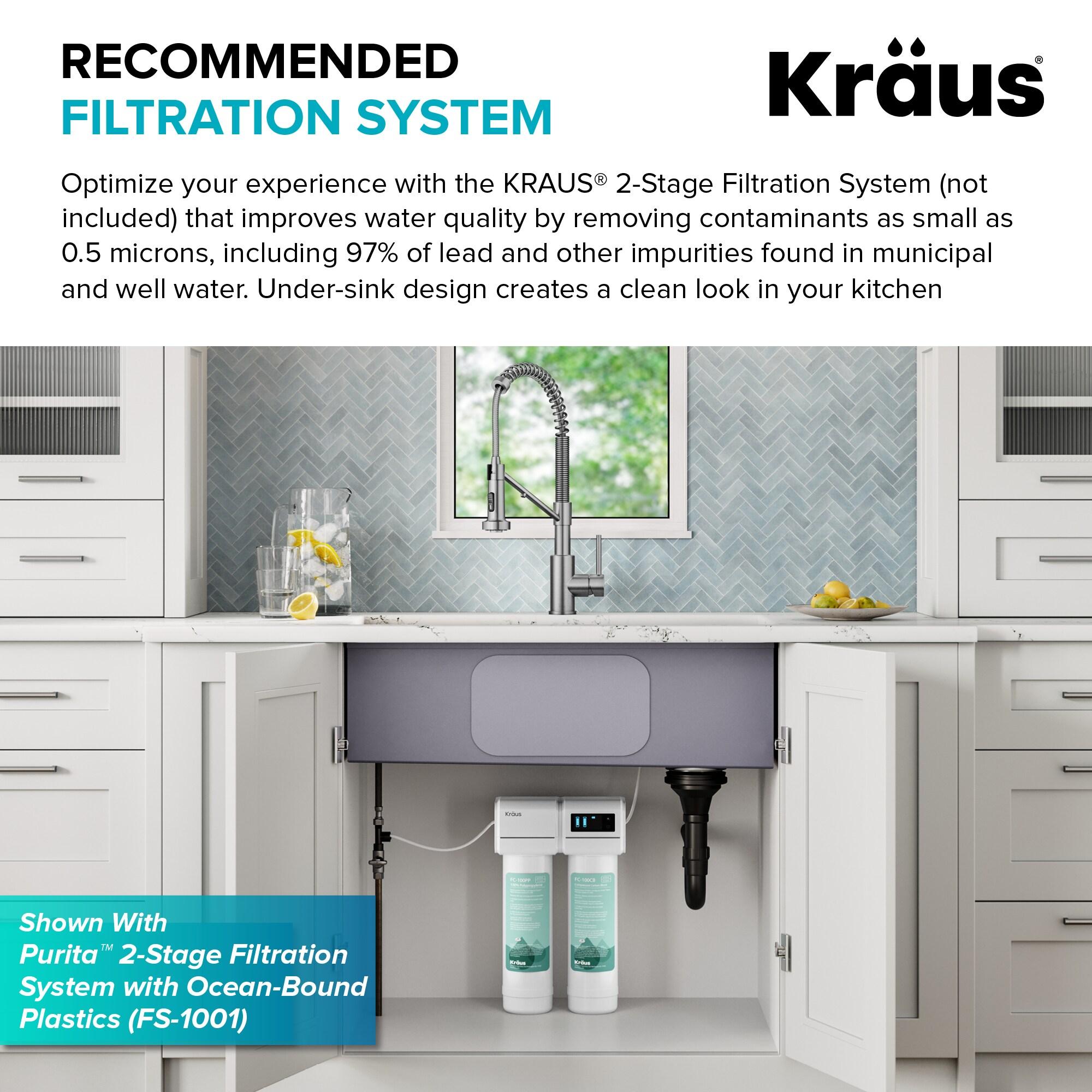 KRAUS Bolden 2-in-1 Commercial Style Pull-Down Single Handle Water Filter Kitchen Faucet for Reverse Osmosis or Water Filtration System