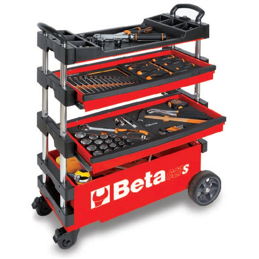 Beta Beta C27S Collapsible Tool Cart, 4” Steering Casters with Brake, 110 Pound Load Capacity