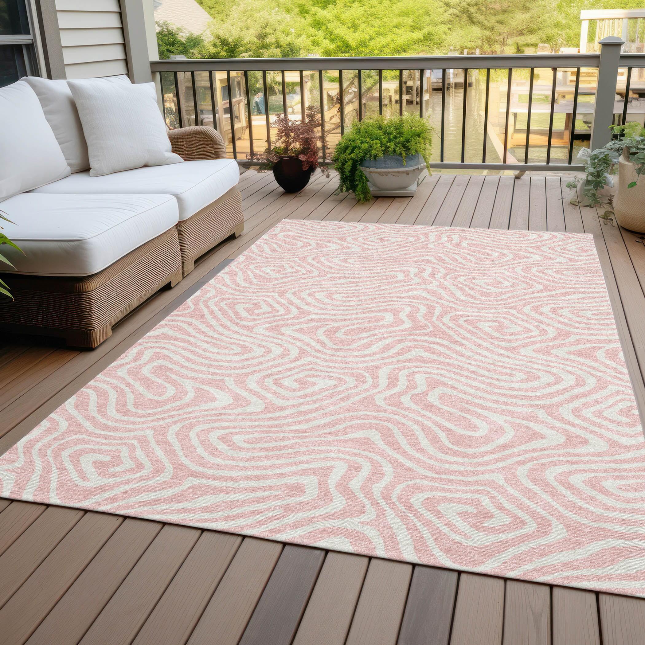 Machine Washable Indoor/Outdoor Chayden ACN1020 Pink 8' x 10' Rug