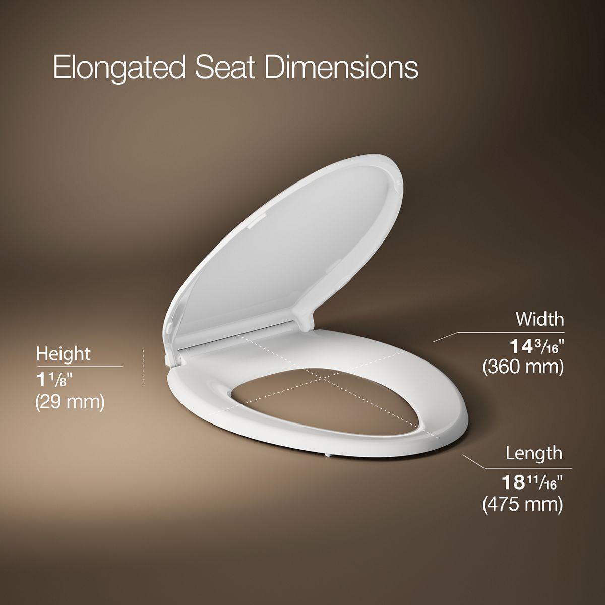KOHLER 4636-RL-0 Cachet ReadyLatch Elongated Toilet Seat, Quiet-Close Lid and Seat, Countoured Seat, Grip-Tight Bumpers and Installation Hardware, White