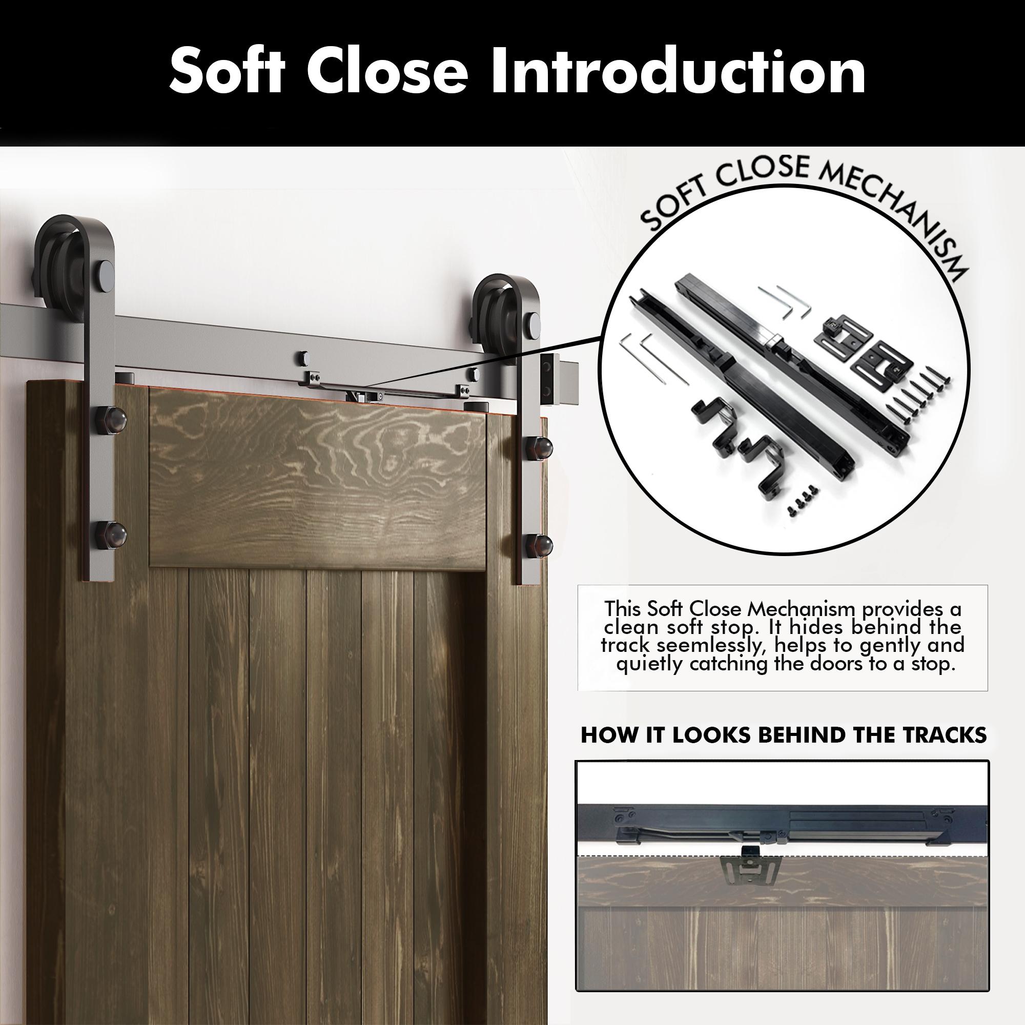 Homacer H Design Color Solid Pine Wood Unassembled Door with Black Rustic Installation Hardware Kit