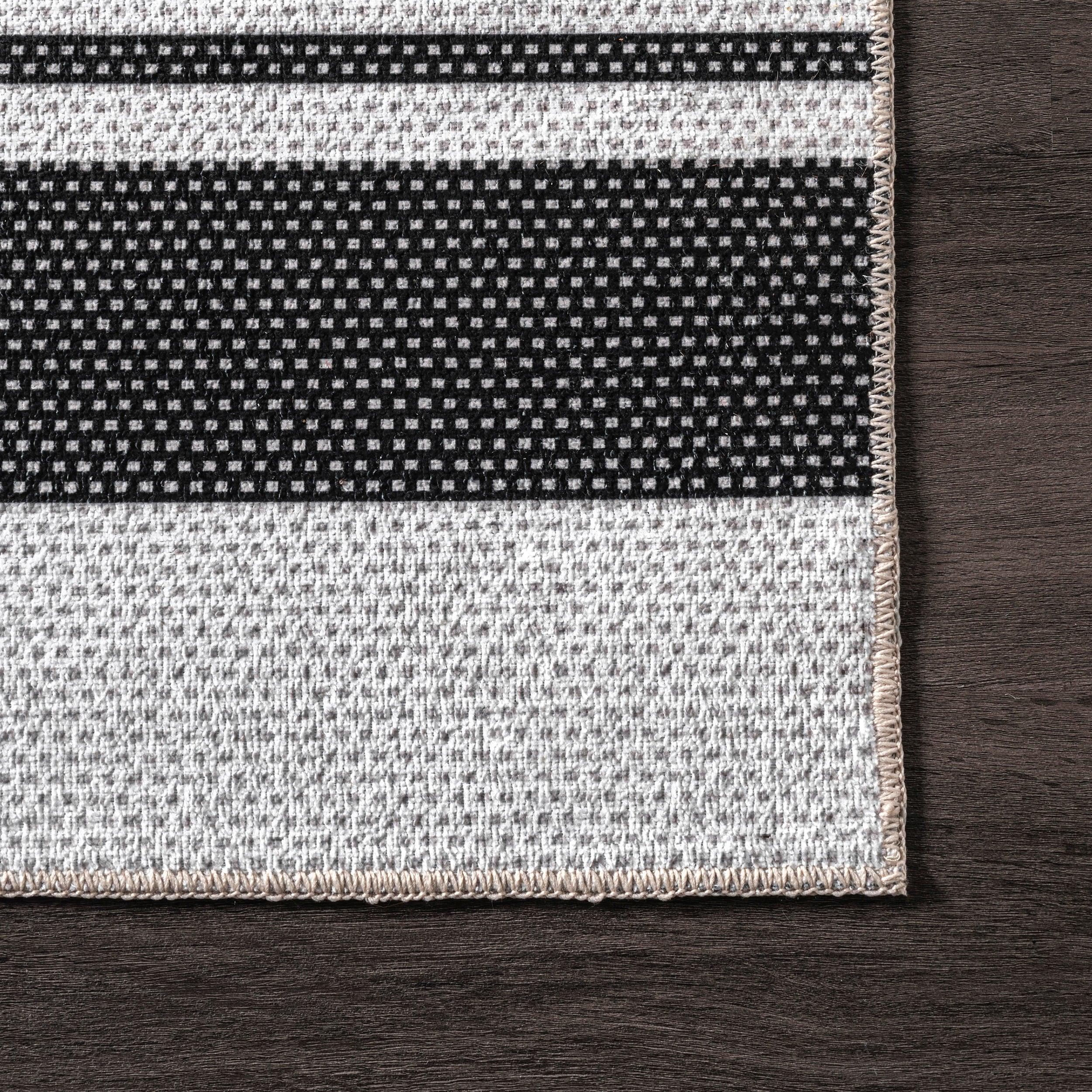Nuloom Lena Pet Friendly Machine Washable Striped Area Rug, 3' x 5', Charcoal