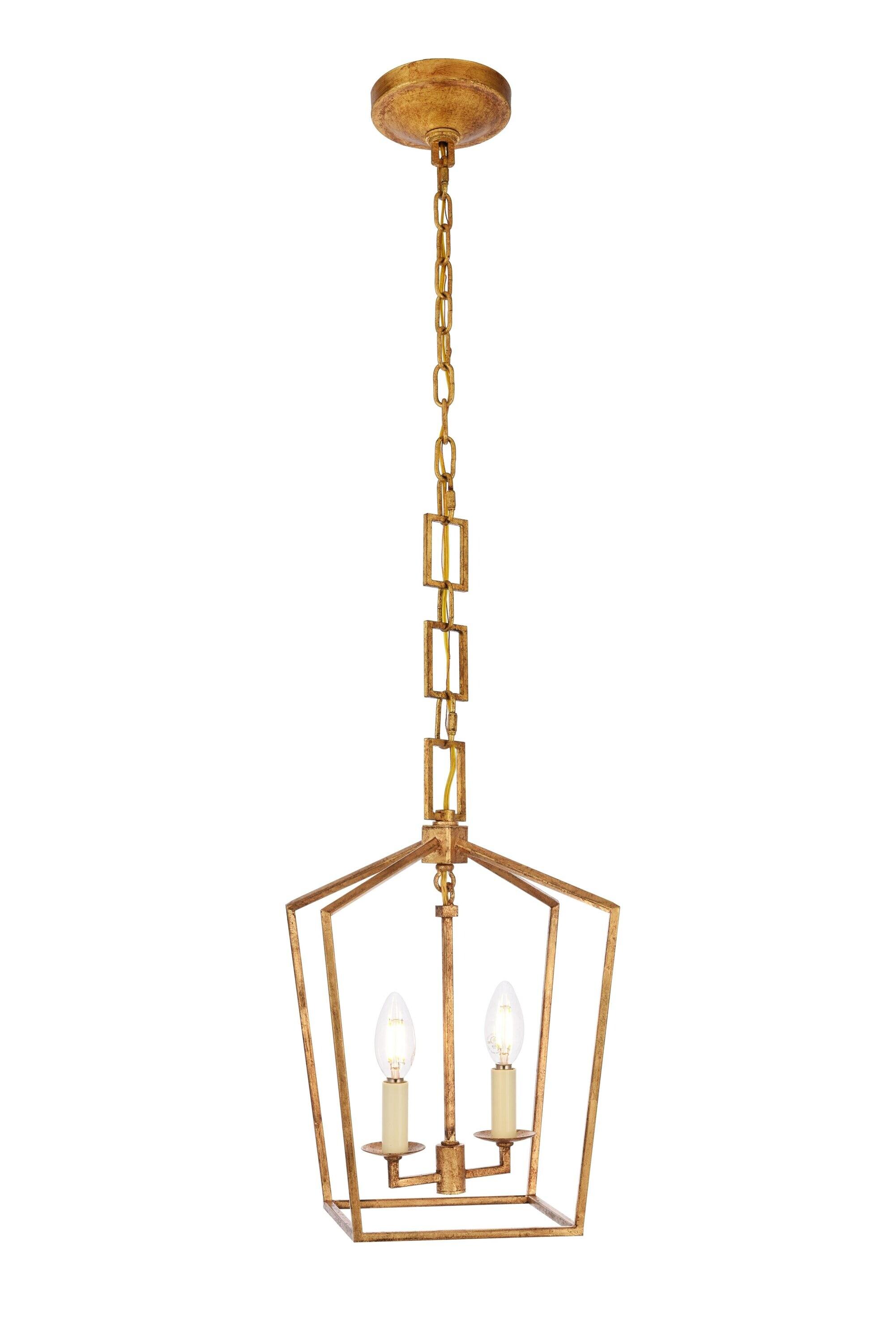 Elegant Lighting Denmark 2 light Golden Iron Pendant