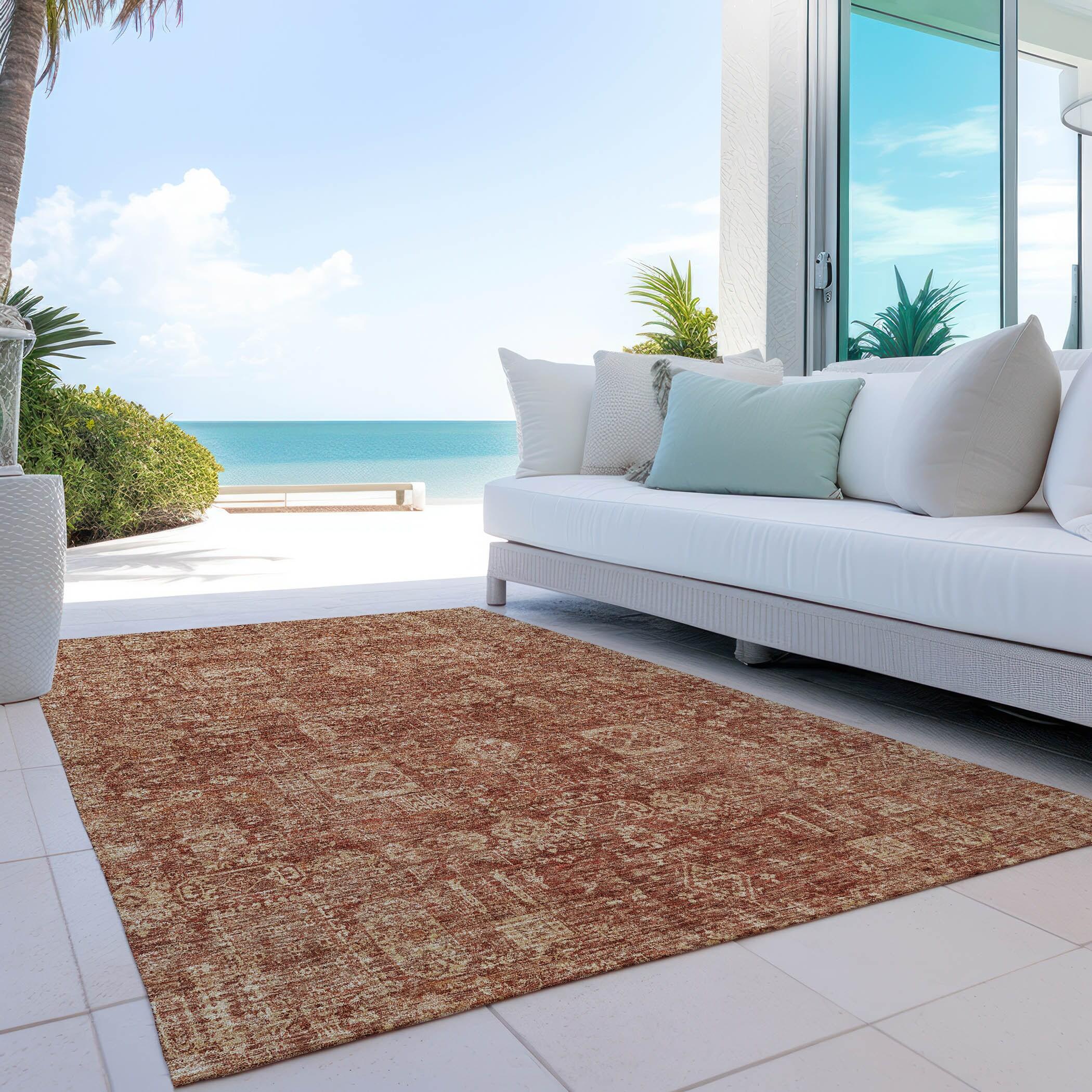 Paprika Flat Woven Synthetic Rectangular Area Rug 3' x 5'