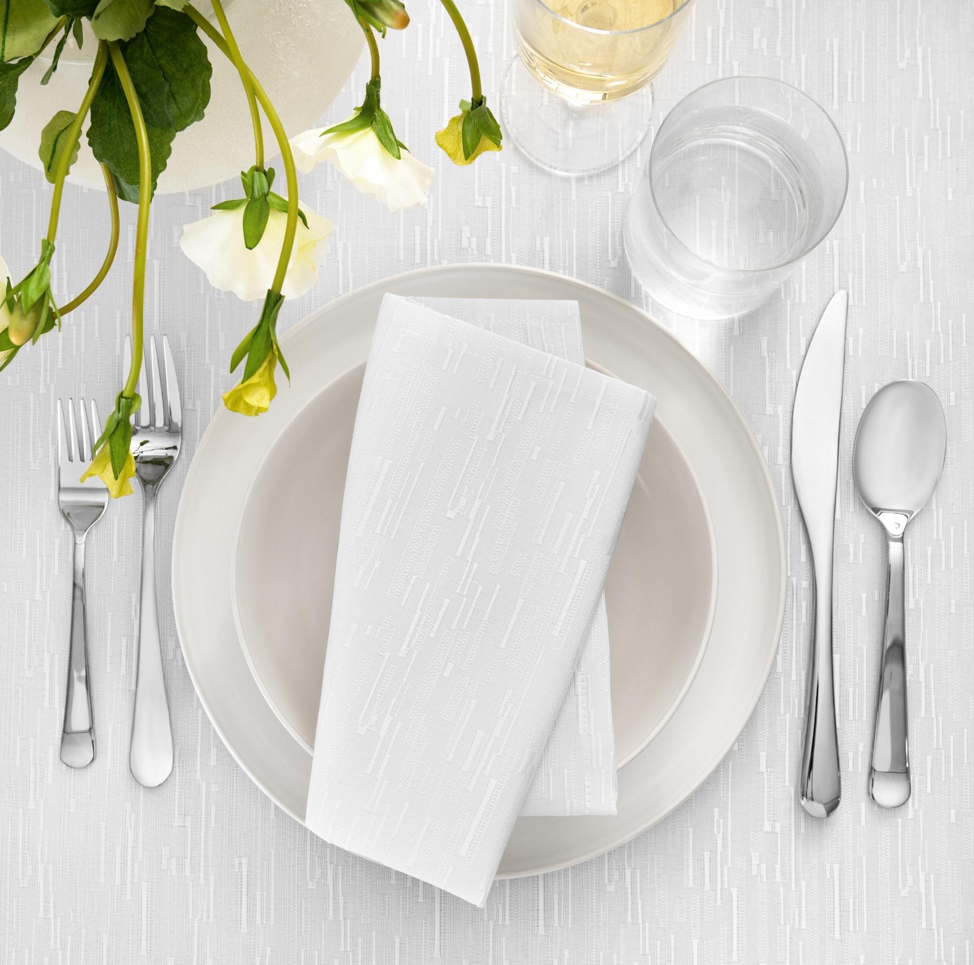 Continental Solid Texture Water and Stain Resistant Napkins, Set of 4 - 17" x 17" - White - Elrene Home Fashions