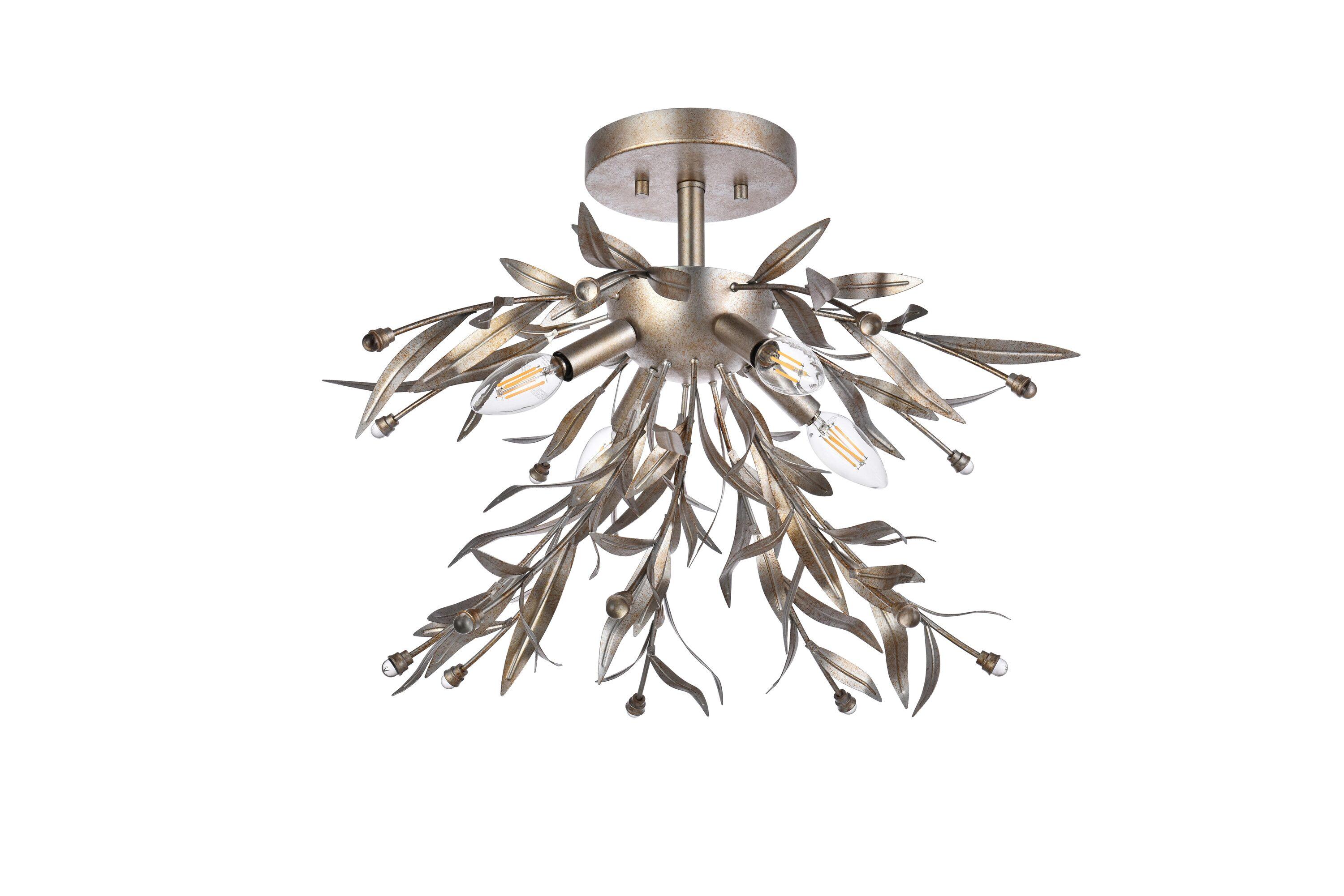 Elegant Lighting Priscilla 18.5 inch flush mount in silver leaf