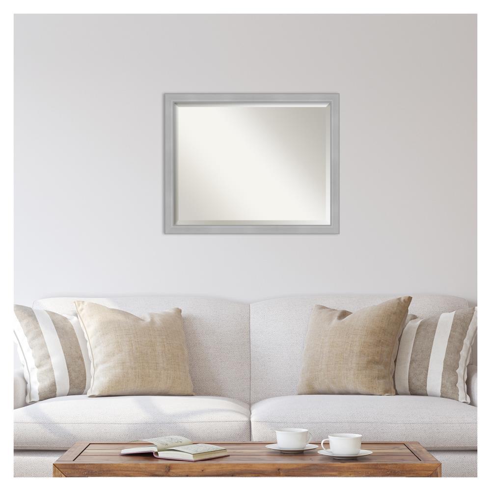 31" x 25" Vista Brushed Nickel Wall Mount Mirror for Bathroom - Amanti Art: Includes Beveled Glass