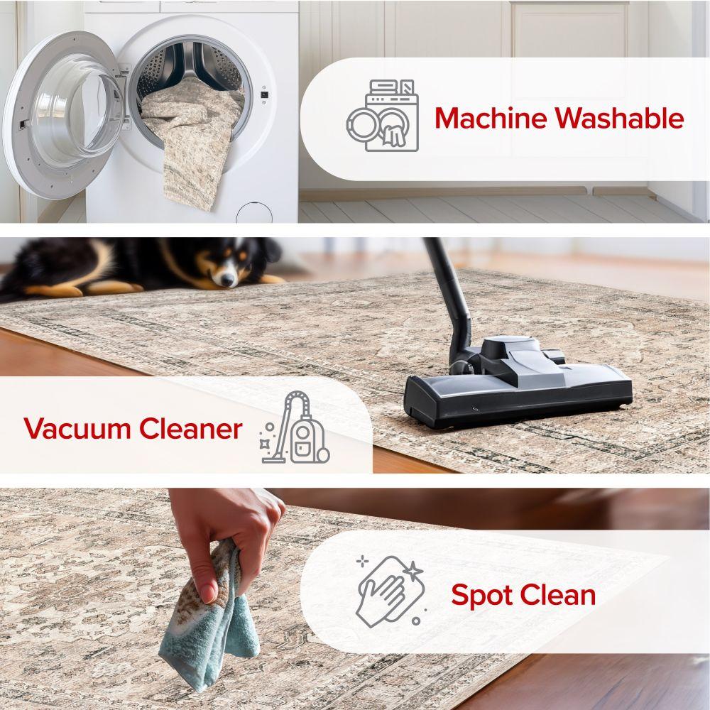 Nuloom Davi Faded Spill Proof Treated Pet Friendly Premium Machine Washable Area Rug, 3' x 5', Stone