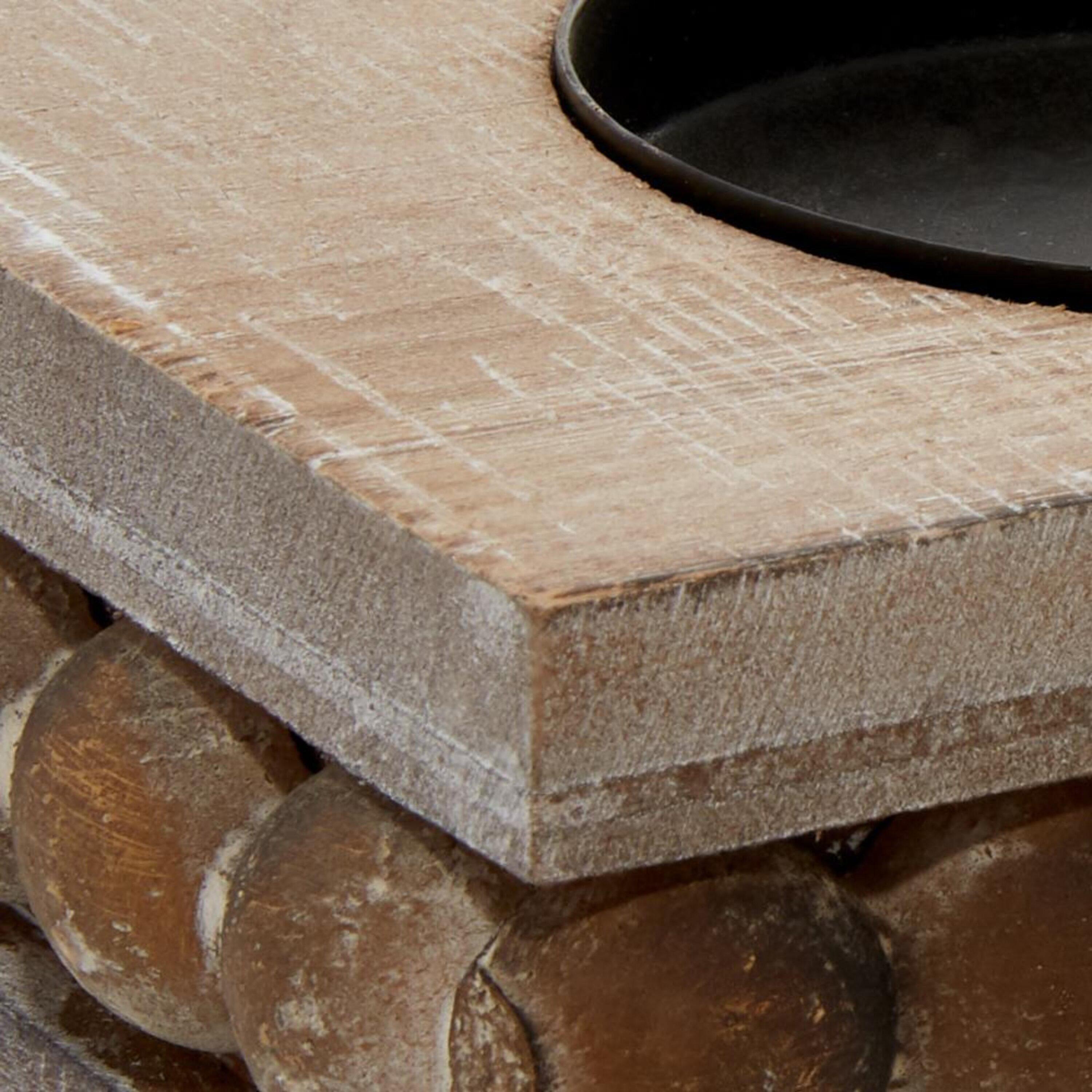 DecMode 5 Holder Brown Wooden Pillar Candelabra