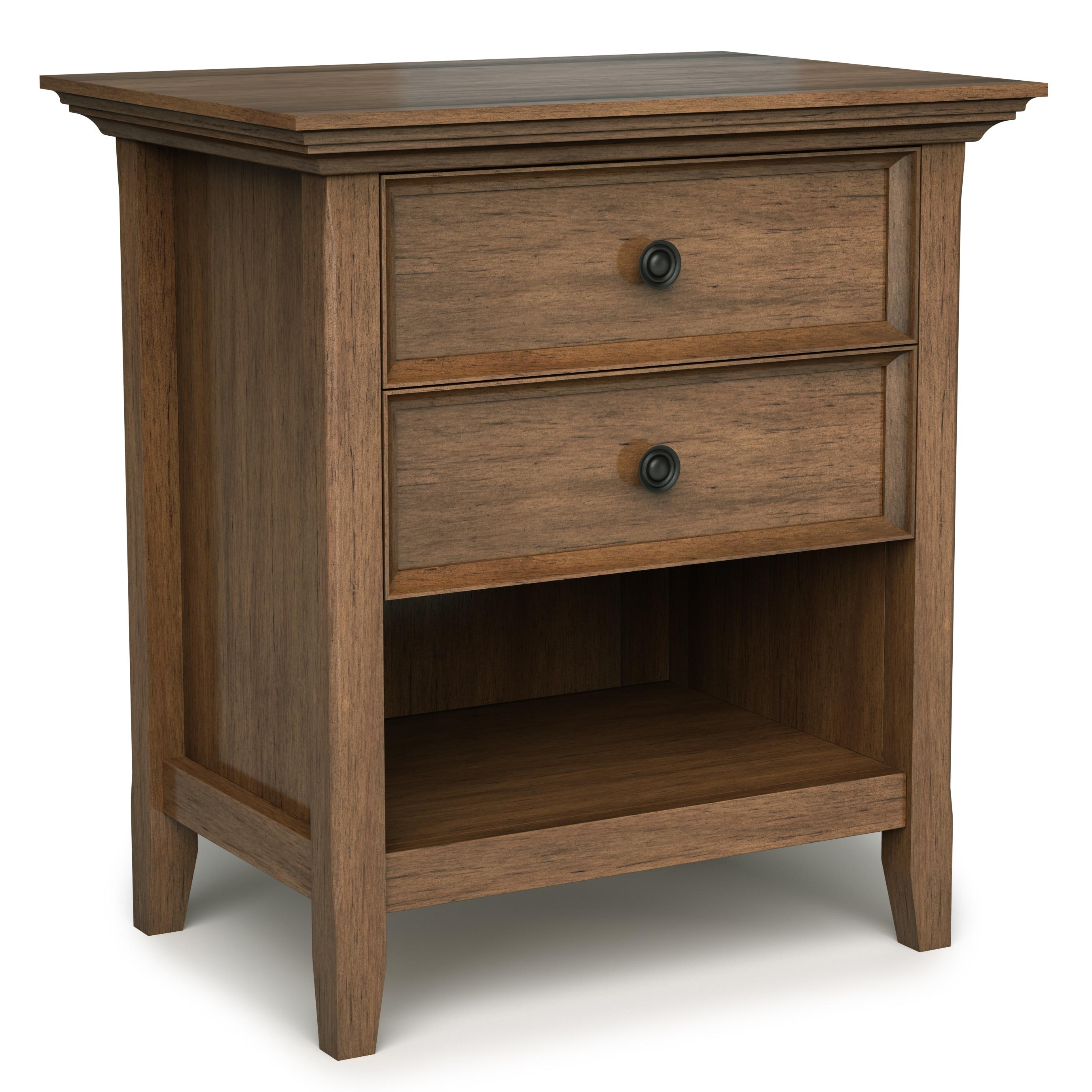 Simpli Home Amherst 24"W 2-Drawer Solid Wood Nightstand with Open Shelf