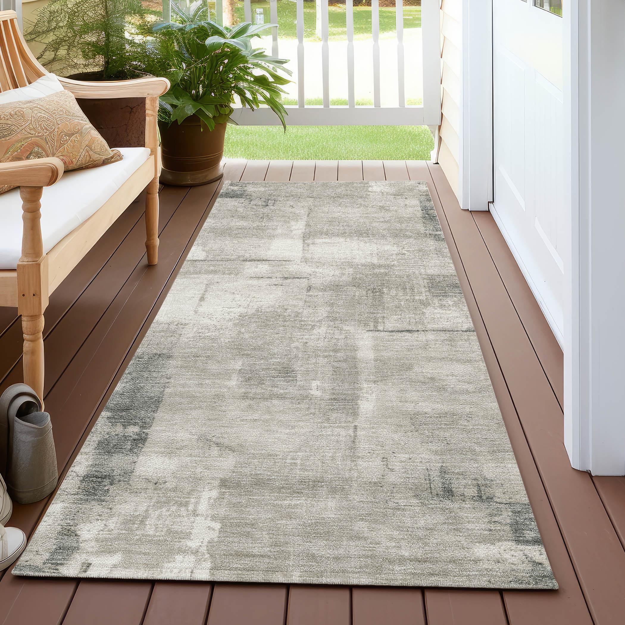 Machine Washable Indoor/Outdoor Cinead ACN1714 Beige Rug