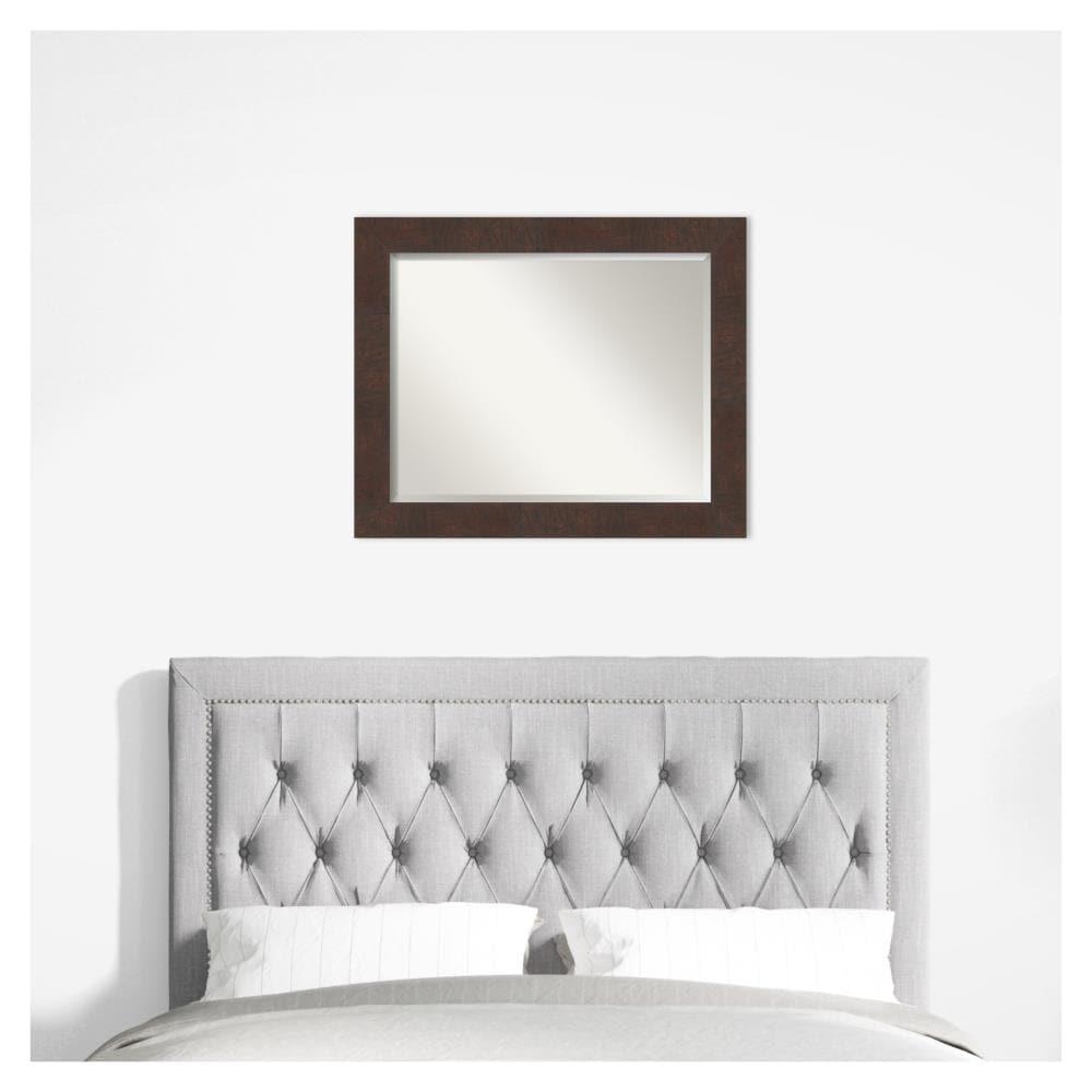 Amanti Art Beveled Bathroom Wall Mirror - Wildwood Brown Frame Wildwood Brown Outer Size: 33 x 27 in