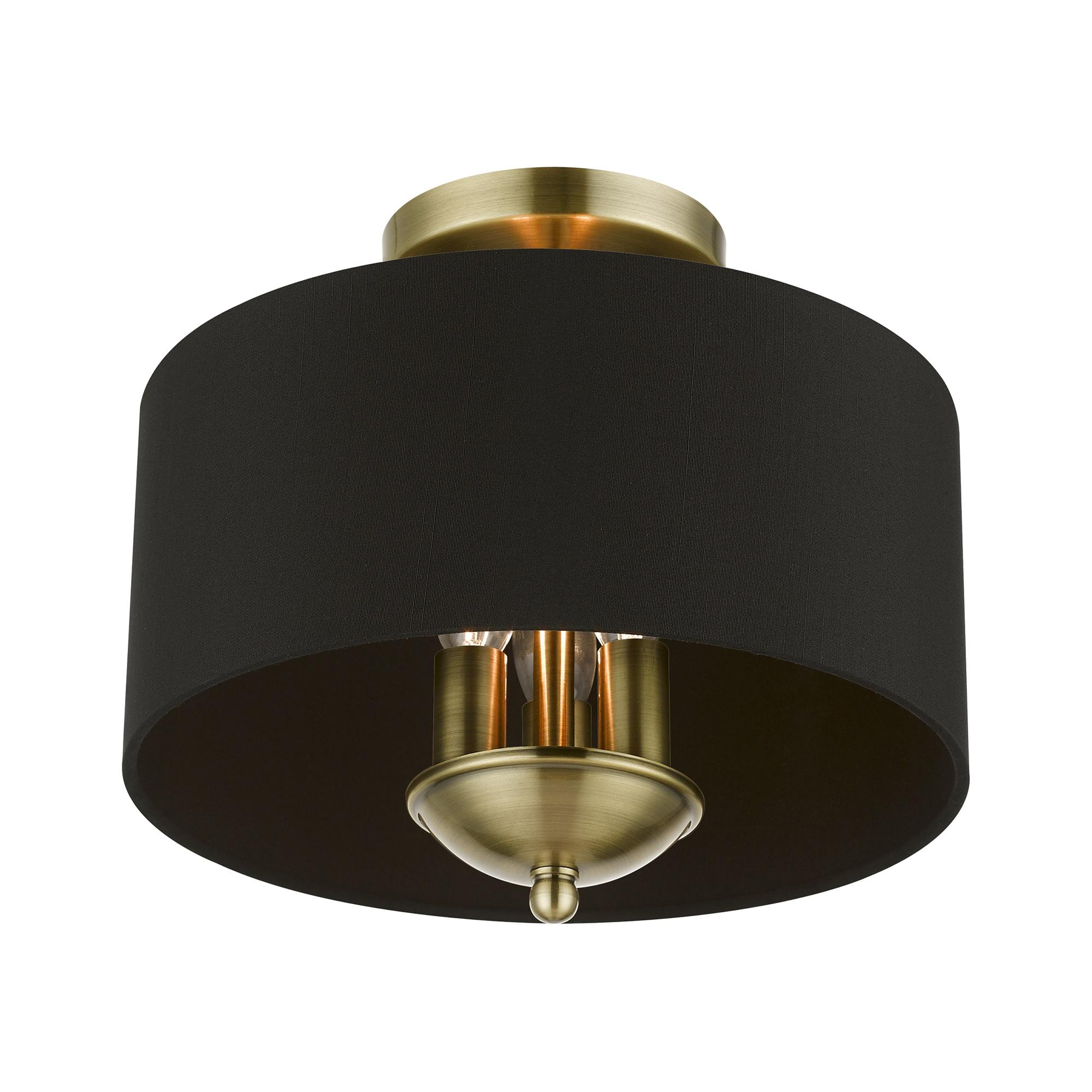 Livex Lighting Huntington 3 - Light Semi-Flush Mount in  Antique Brass