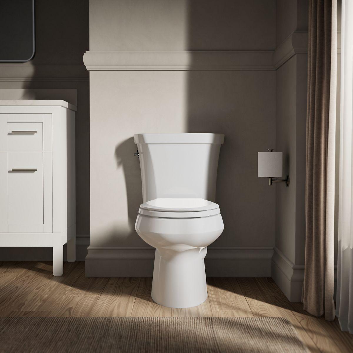 White Compact Elongated One-Piece Dual Flush Toilet
