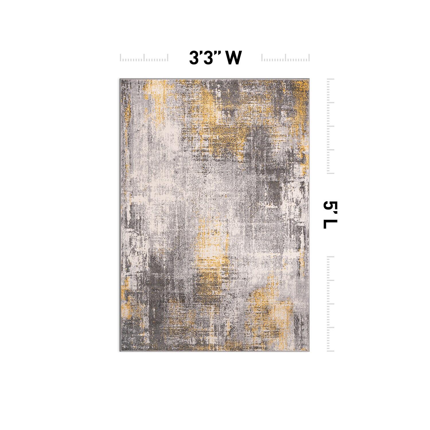 World Rug Gallery Dublin Contemporary Abstract Area Rug - Yellow 3'3"x5'
