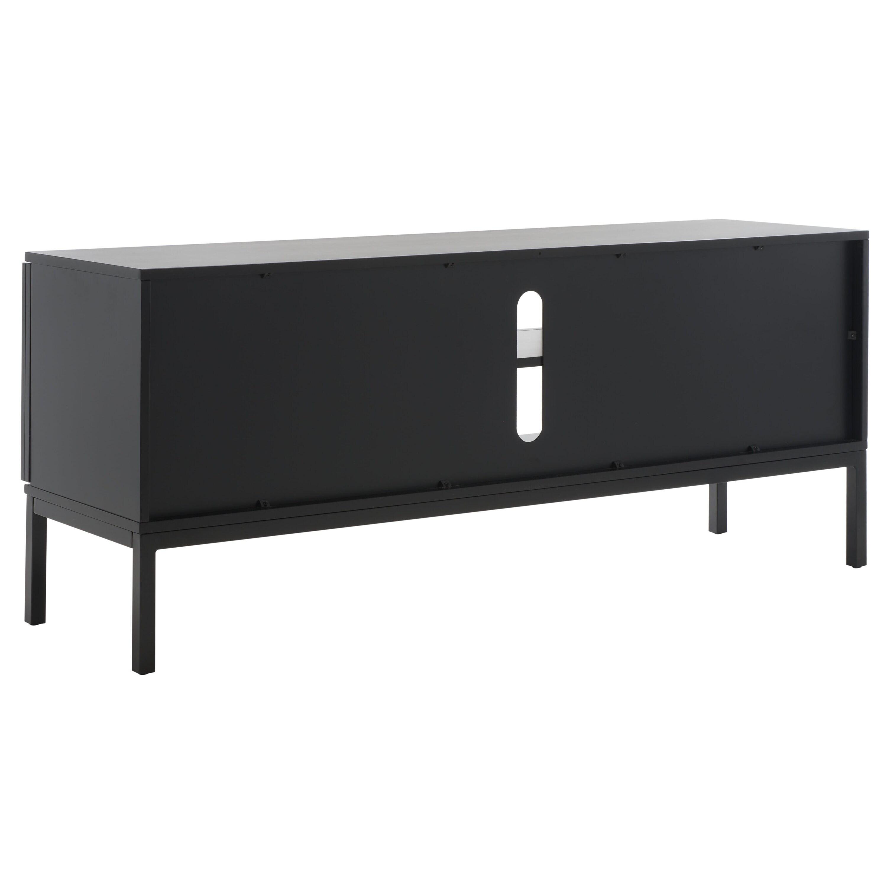 Zadie 2 Shelf Rattan Media Stand - Black - Safavieh