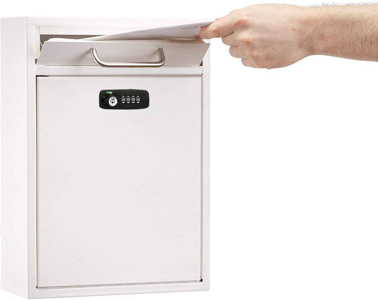 Large Mail Wall-Mount Secure Drop Box with Key and Combination Locking System