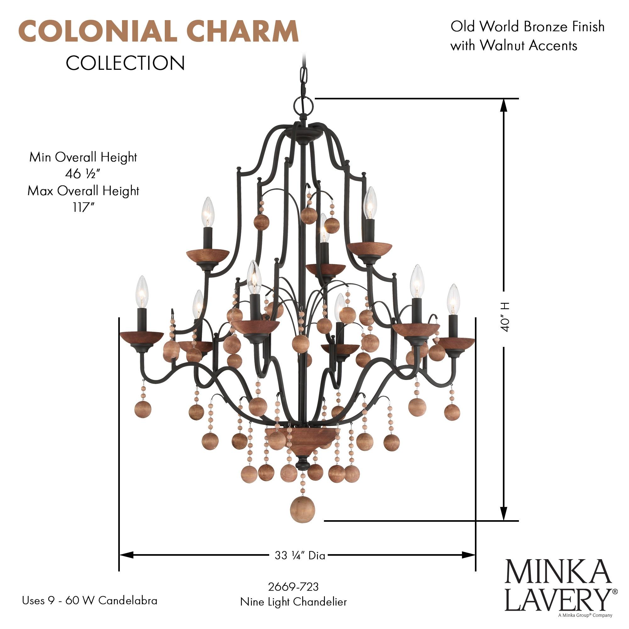 Minka Lavery - Colonial Charm - 9 Light 2-Tier Chandelier-40 Inches Tall and
