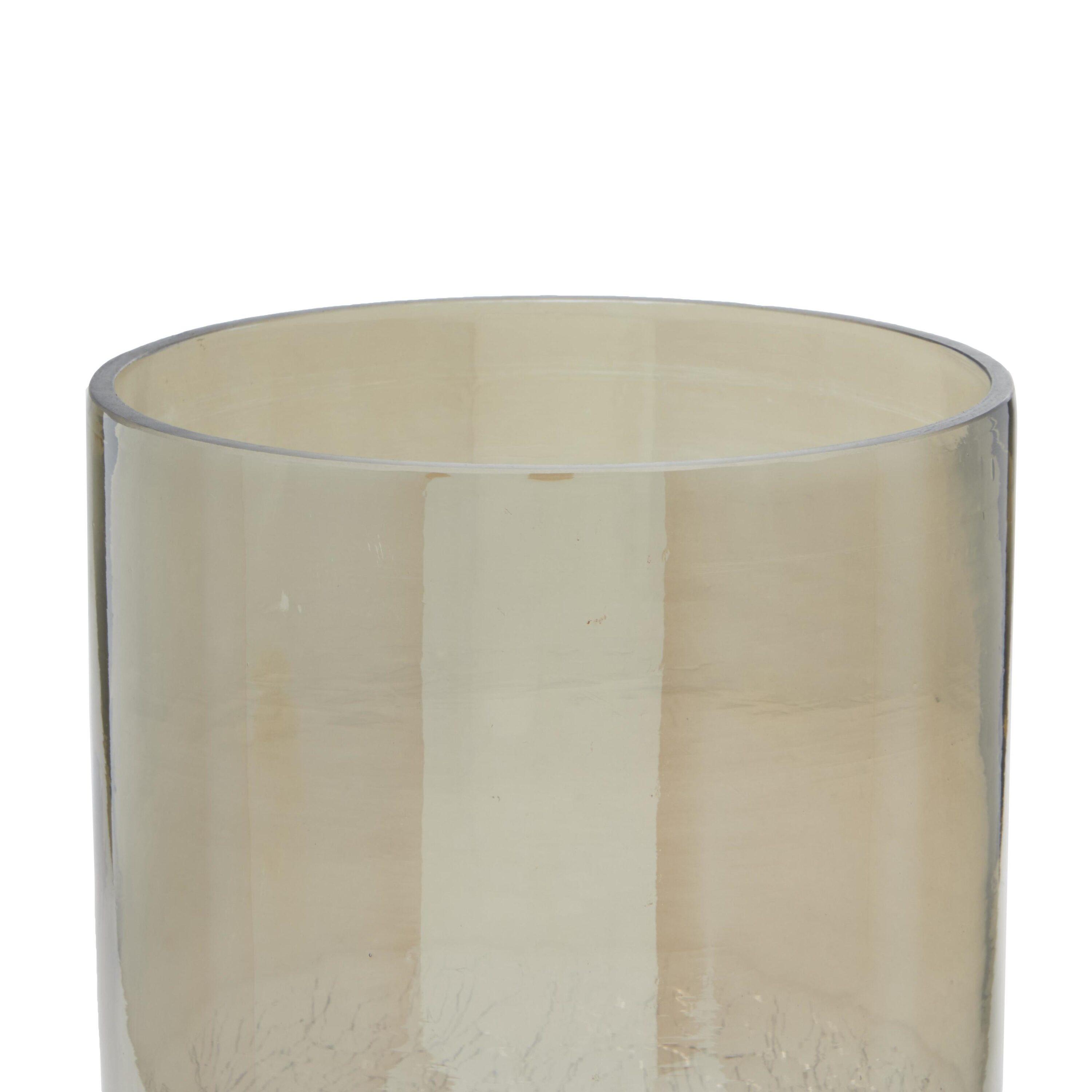 DecMode Gold Glass Handmade Turned Style Pillar Hurricane Lamp with Faux Mercury Glass Finish