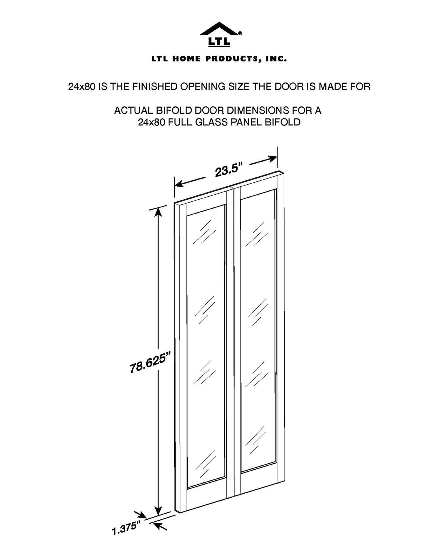American Wood 837320 24 x 80 in. Full Glass Mission Bifold Door, Unfinished Pine