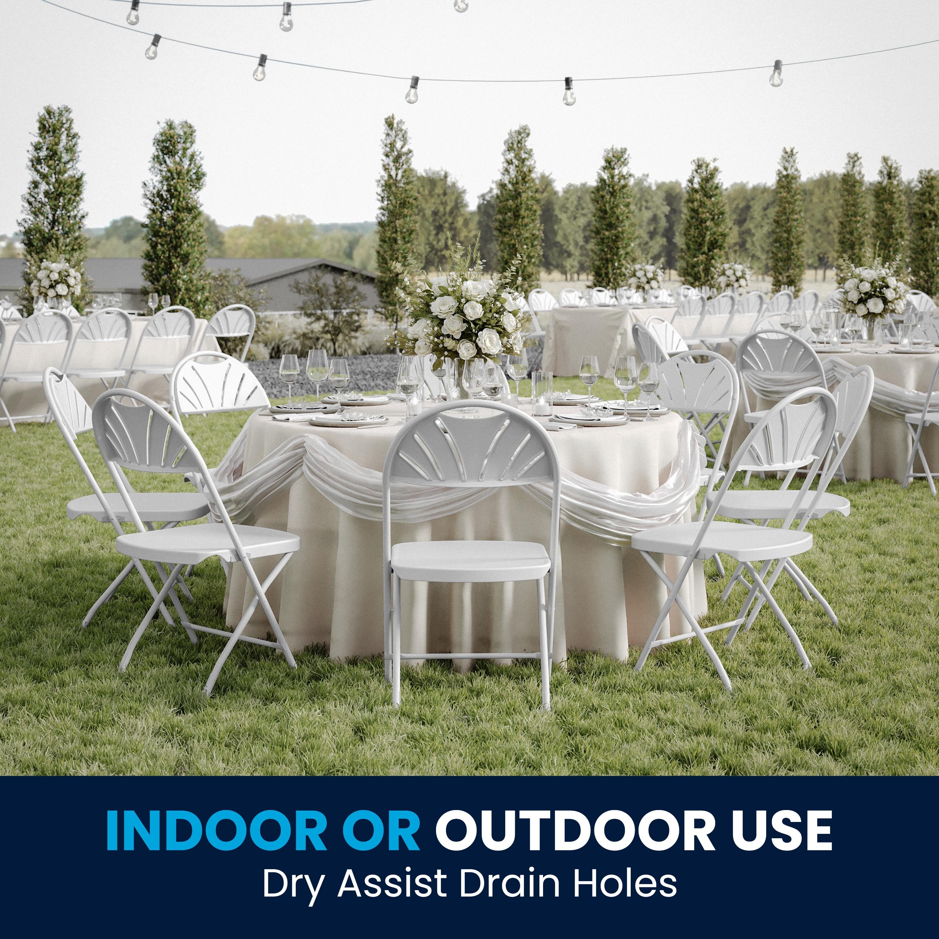 Flash Furniture 2 Pack HERCULES Series 650 lb. Capacity White Plastic Fan Back Folding Chair