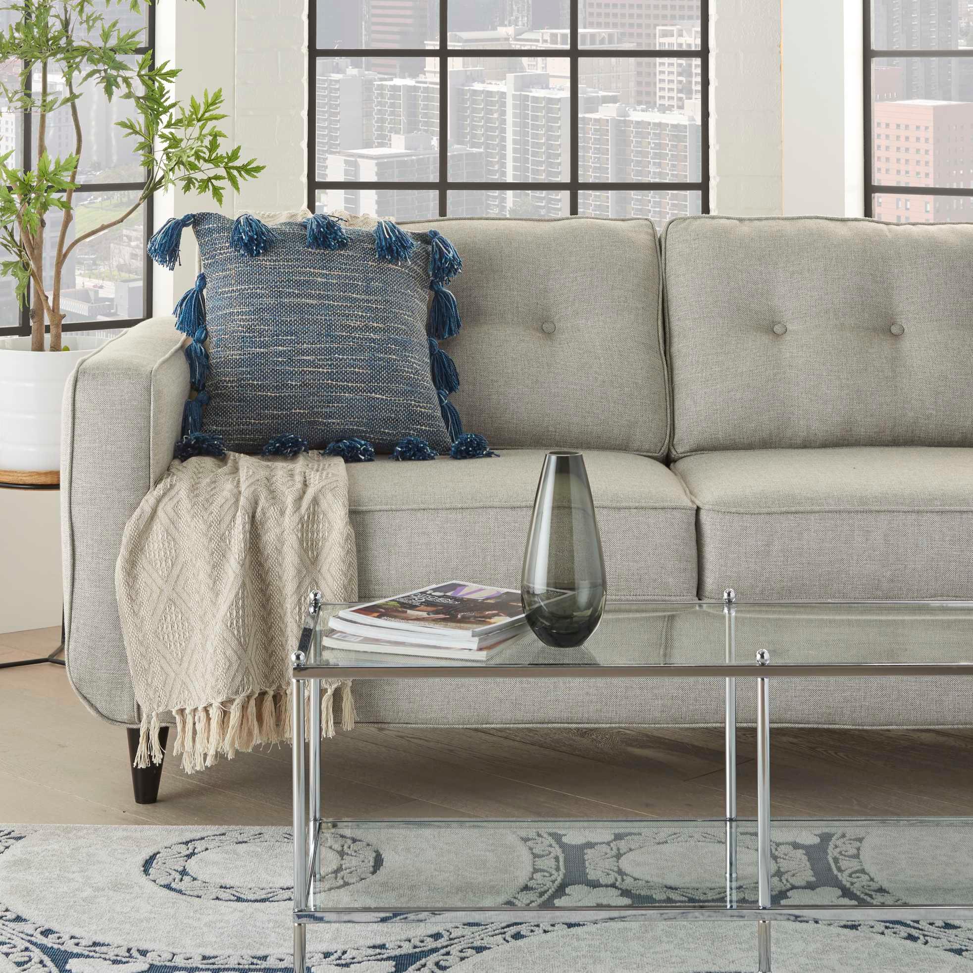 Mina Victory 18" Polyester Blend Throw Pillow With Tassels